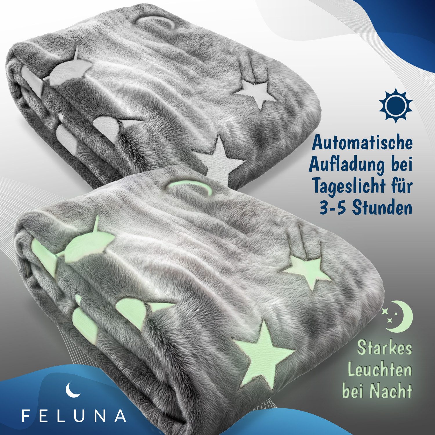Wohndecke Im Dunkeln leuchtende Sternen-Wohndecke – Weiche Mikrofaser für Kinder, Feluna, Kinder Plüschdecke Tages-Decke