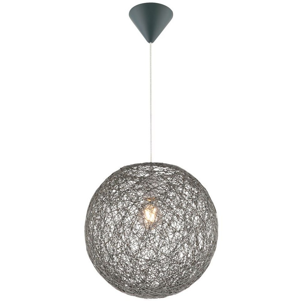 etc-shop Kugelleuchte, LED Decken Pendel Lampen Wohn Ess Zimmer Beleuchtung Papier Geflecht Kugel Hänge Leuchten petrol gold beige