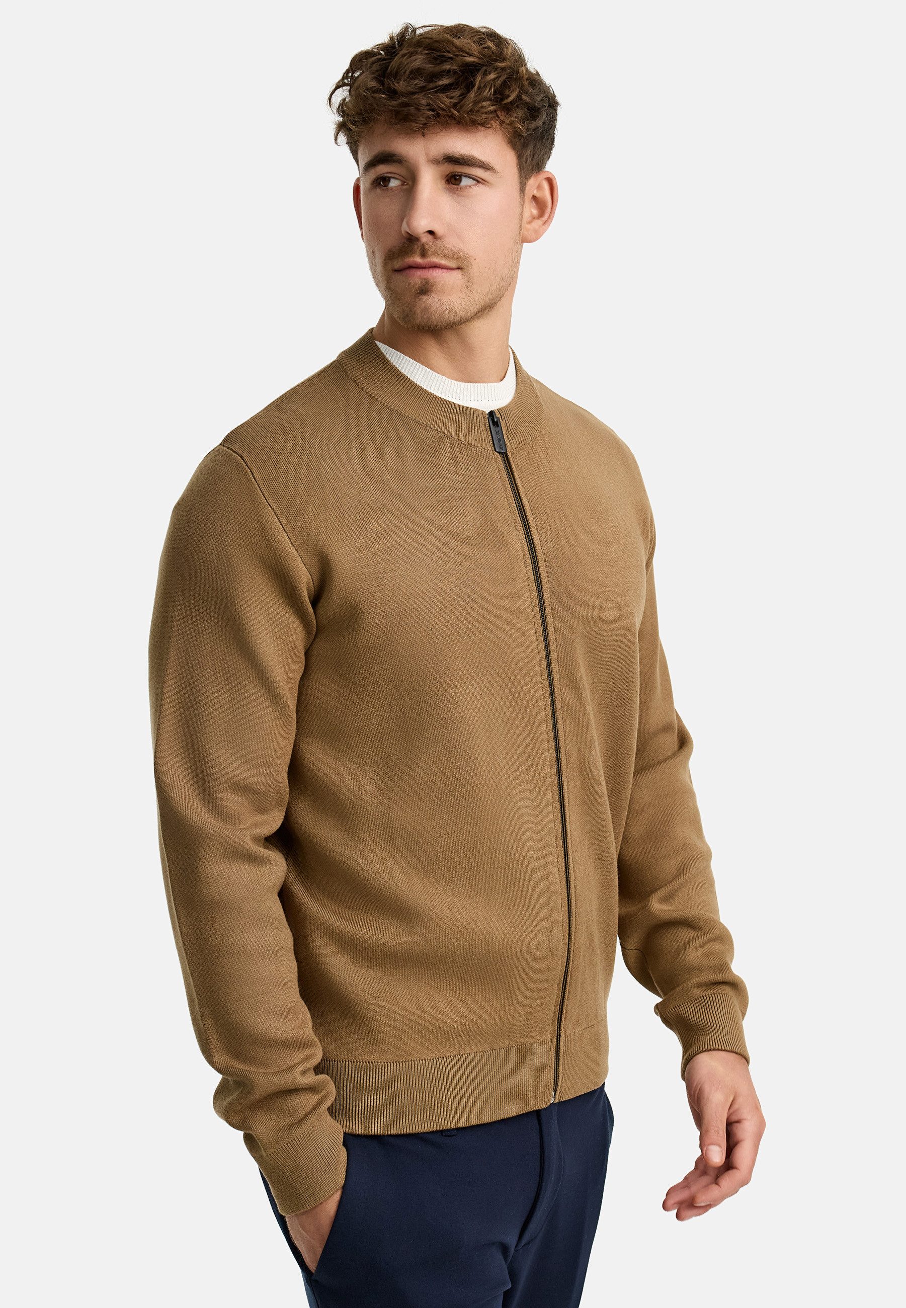 Indicode Strickjacke Herren INLaos Herrenstrickjacke Moderne Strickjacke mit Reißverschluss