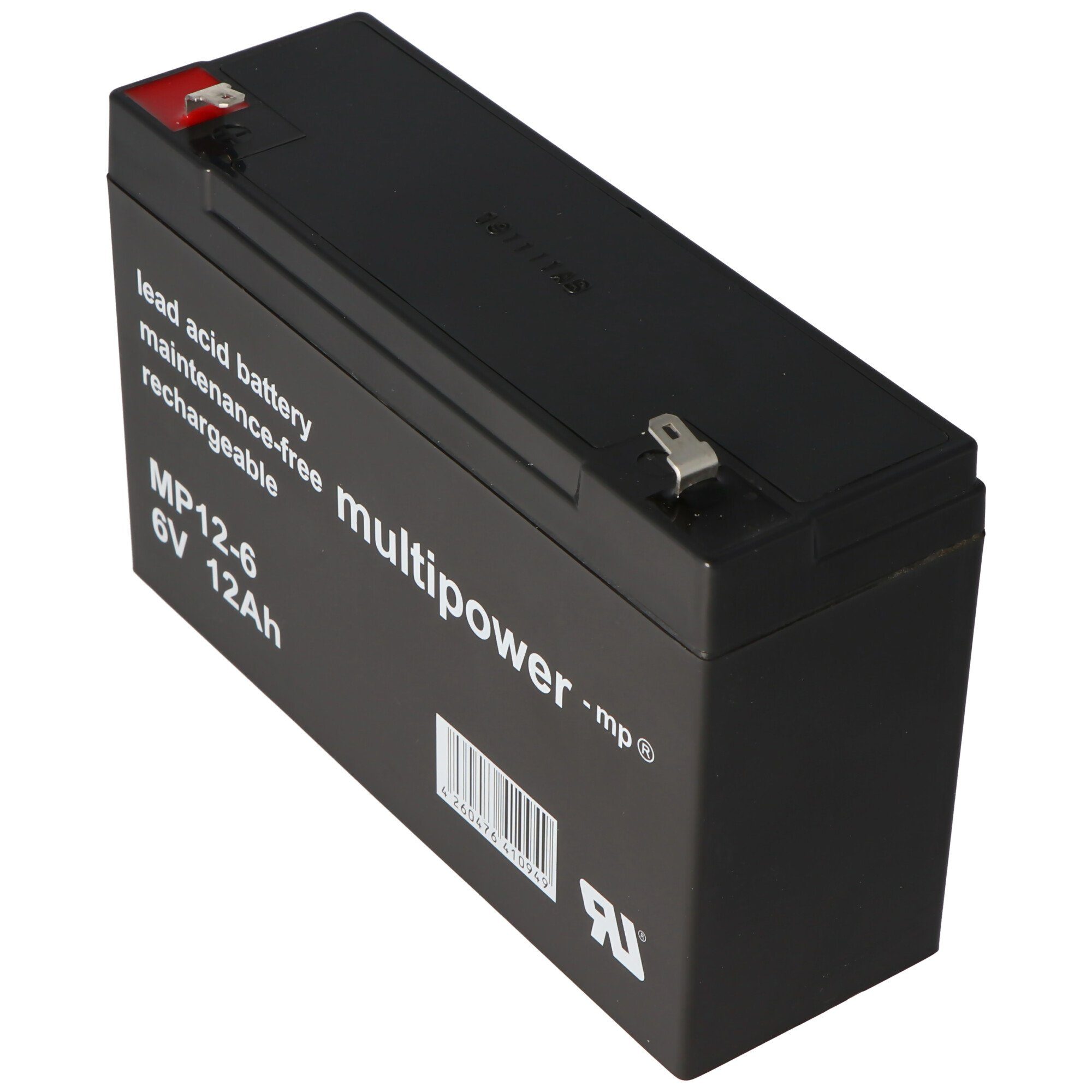Multipower MP12-6 Blei Akku mit 4,8mm Faston Stecker 6V, 12Ah Akku