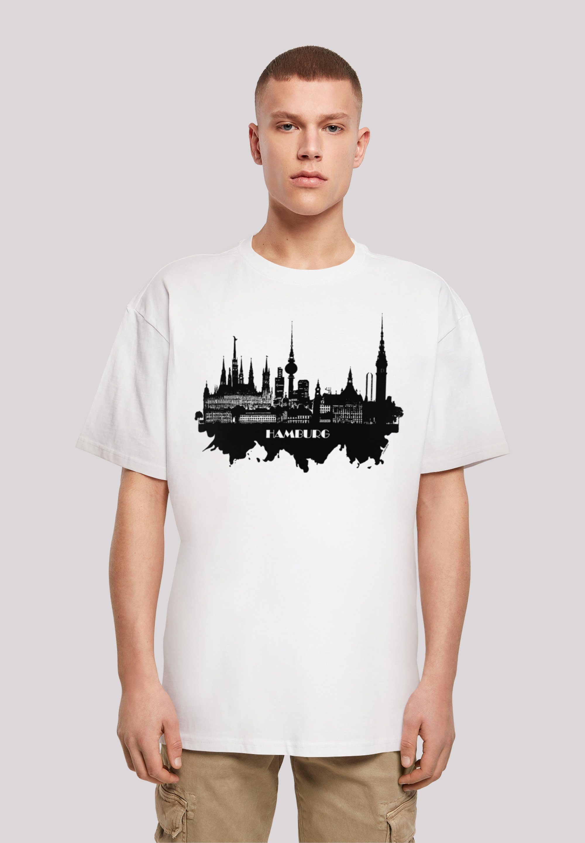 Print skyline Cities T-Shirt Hamburg F4NT4STIC - weiß Collection