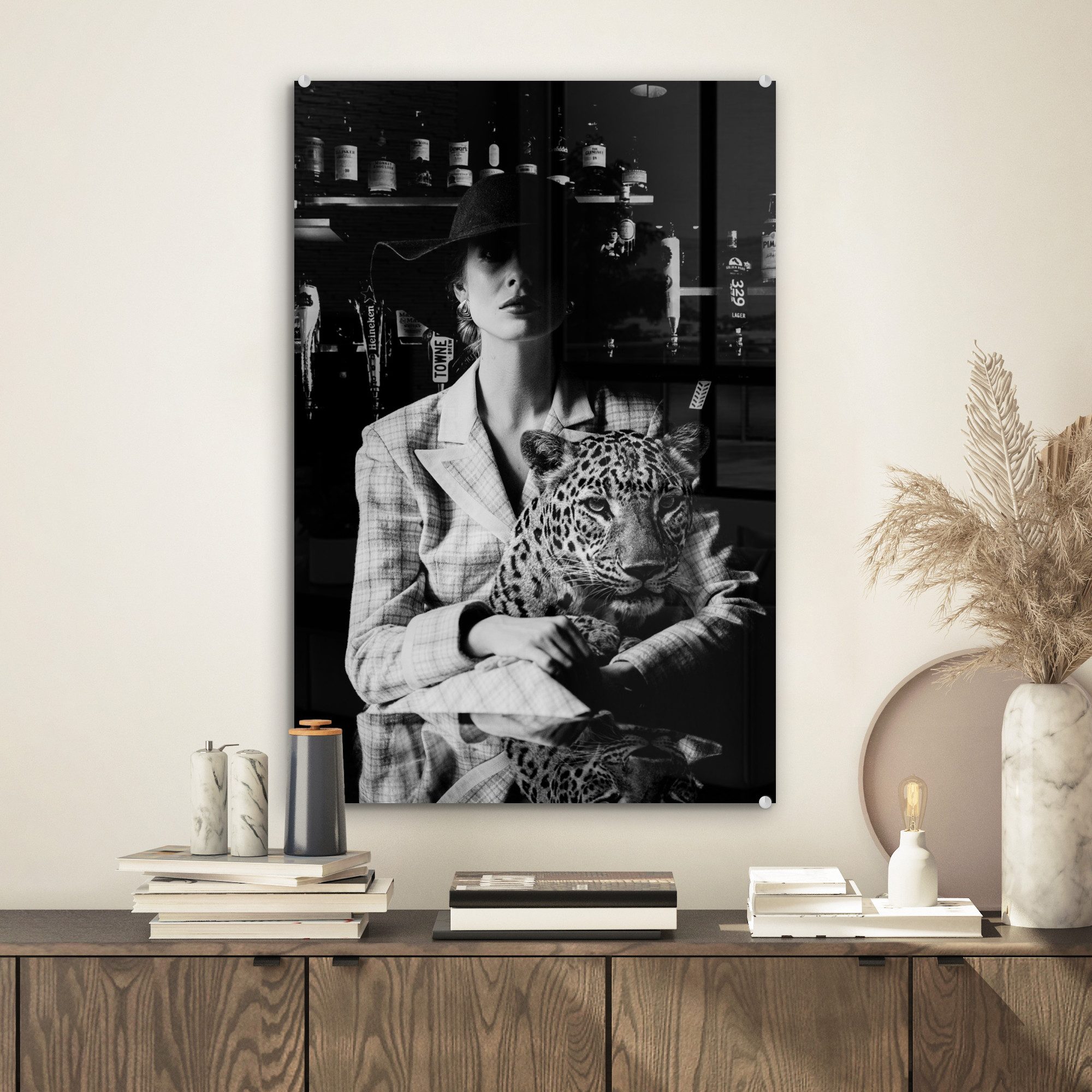 MuchoWow Acrylglasbild Frau - Leopard - günstig online kaufen