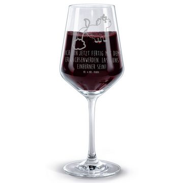 Mr. & Mrs. Panda Rotweinglas Einhorn Pupsen - Transparent - Geschenk, Einhörner, Spaß, Weinglas, E, Premium Glas, Luxuriöse Gravur