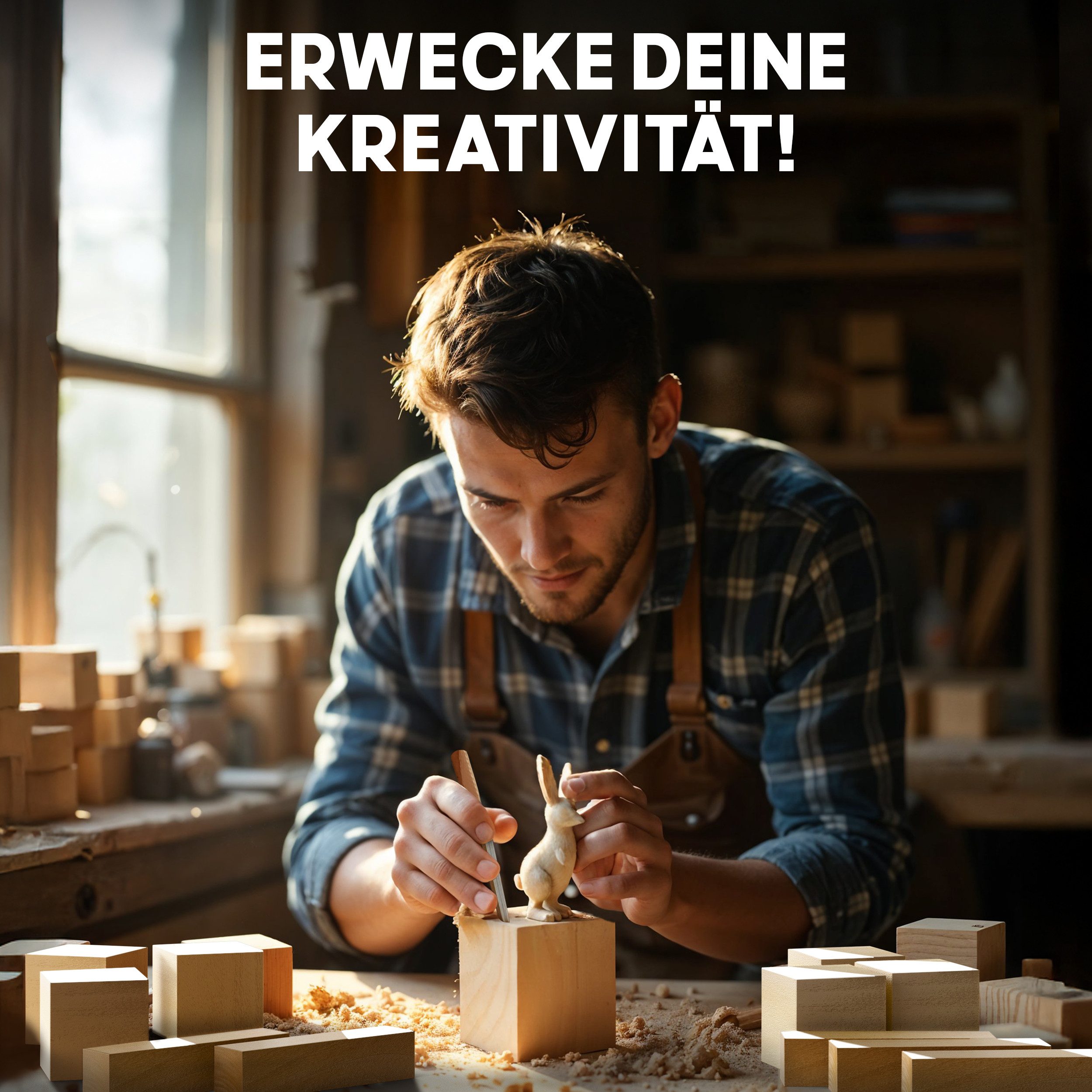 Eli Kantholz Schnitzholz Linde - weiches Lindenholz zum Schnitzen oder drechseln, (Schnitzset Holz Rohlinge - Bastelset - Holzblock), Schnitzvorlage - Holz für Erwachsene und Kinder