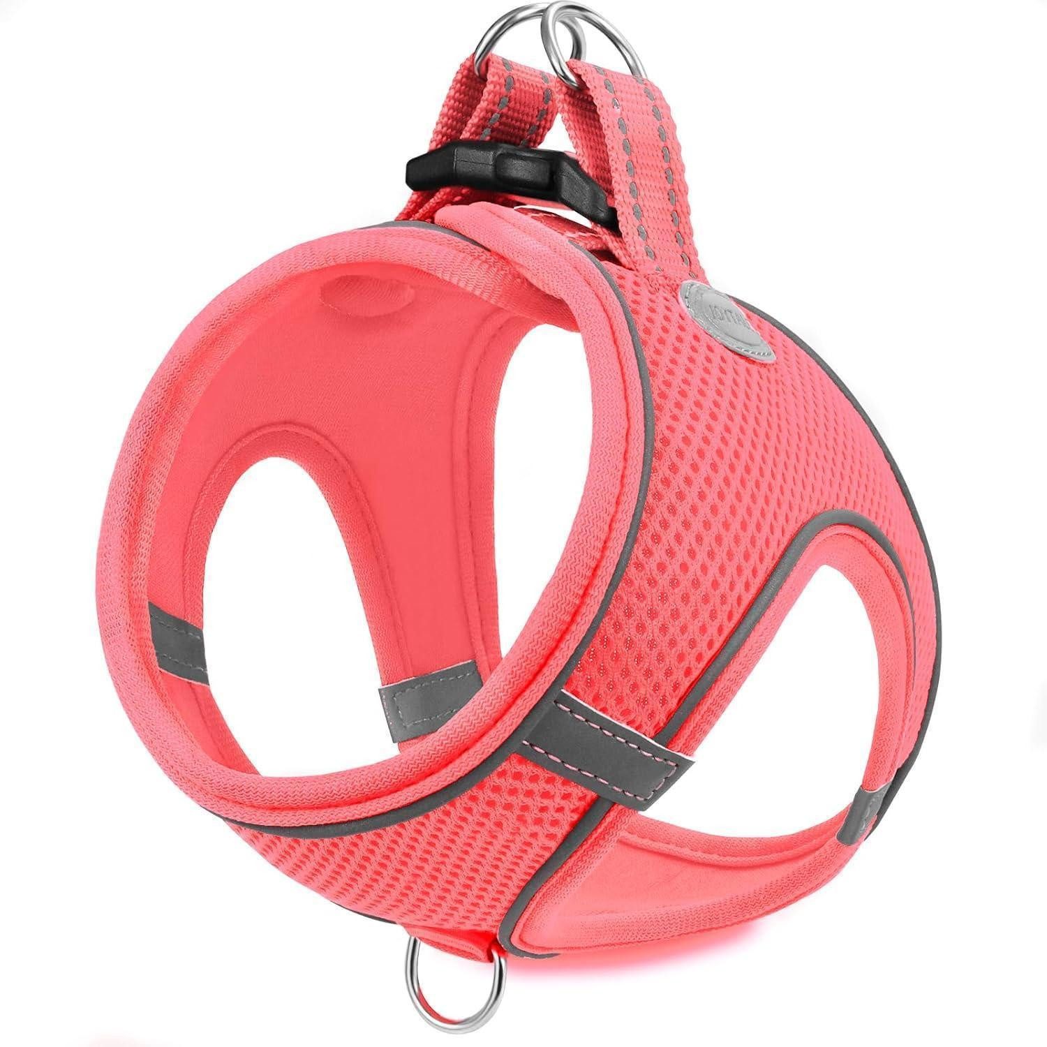 LuxusKollektion Hunde-Geschirr Hundegeschirr Reflektierend Gepolstert AirMesh XXS-Brust:31-34cm Rosa