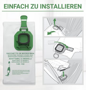 VIOKS Staubsaugerbeutel Filterbeutel 5 lagig, passend für Vorwerk, 6 St., aus Microvlies für Vorwerk Kobold VK 140 VK 150 Staubsauger