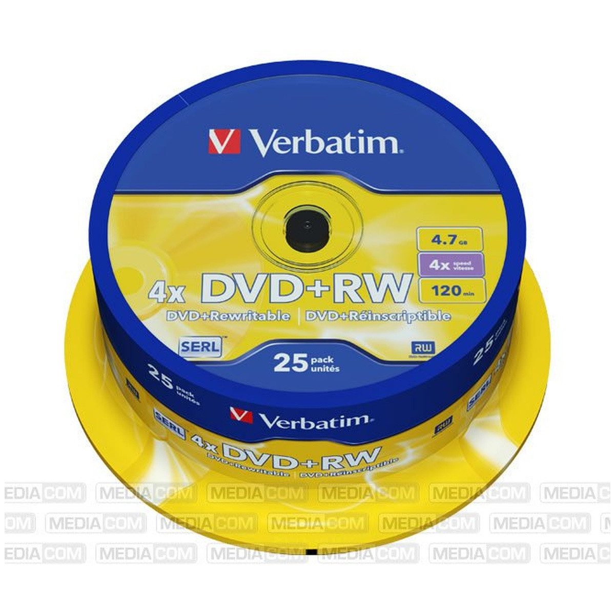 Verbatim DVD-Rohling Verbatim DVD+RW 4.7GB 4x Cakebox 25er Matt Silver