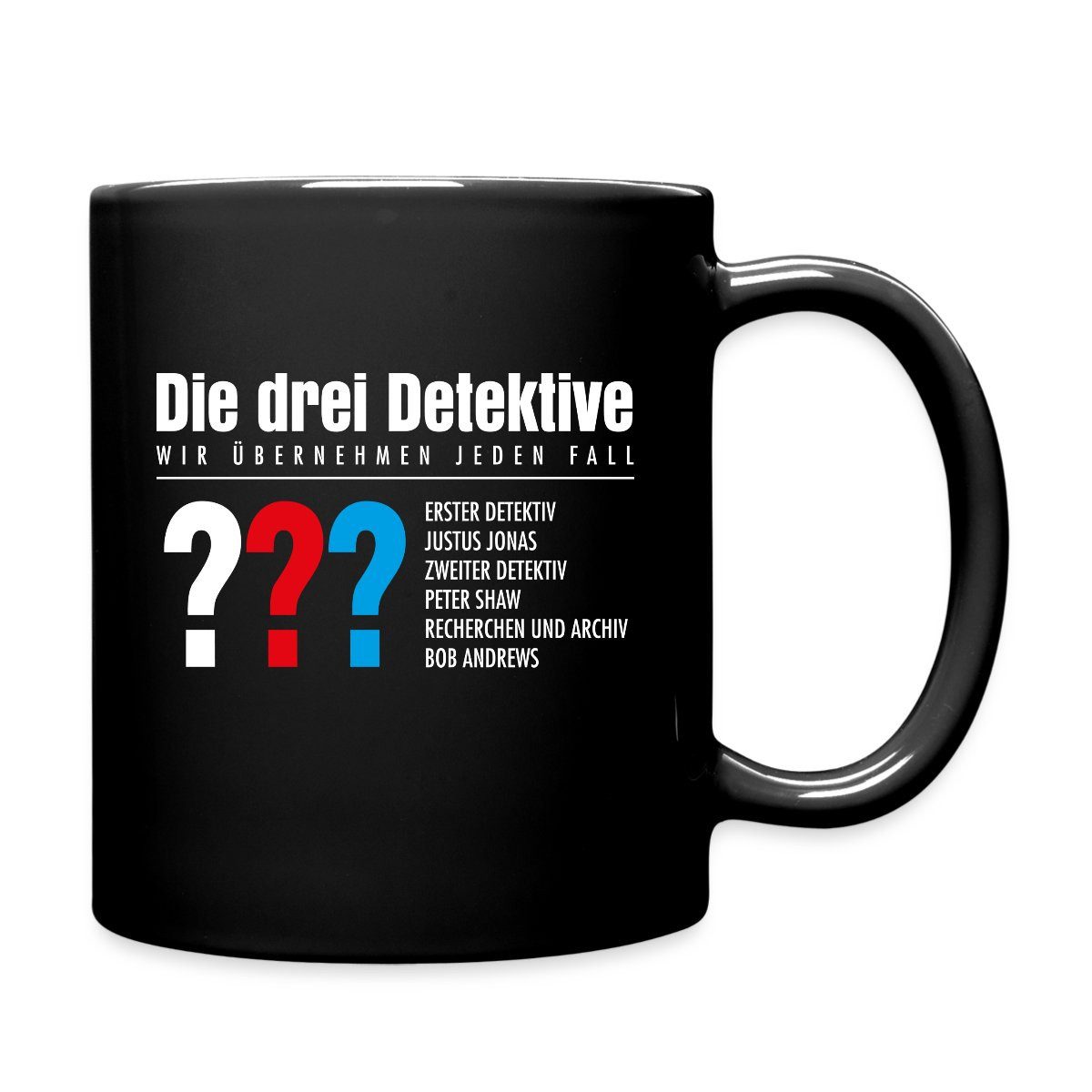 Spreadshirt Tasse Die Drei Fragezeichen Detektive Visitenkarte Tasse Einfarbig, Keramik