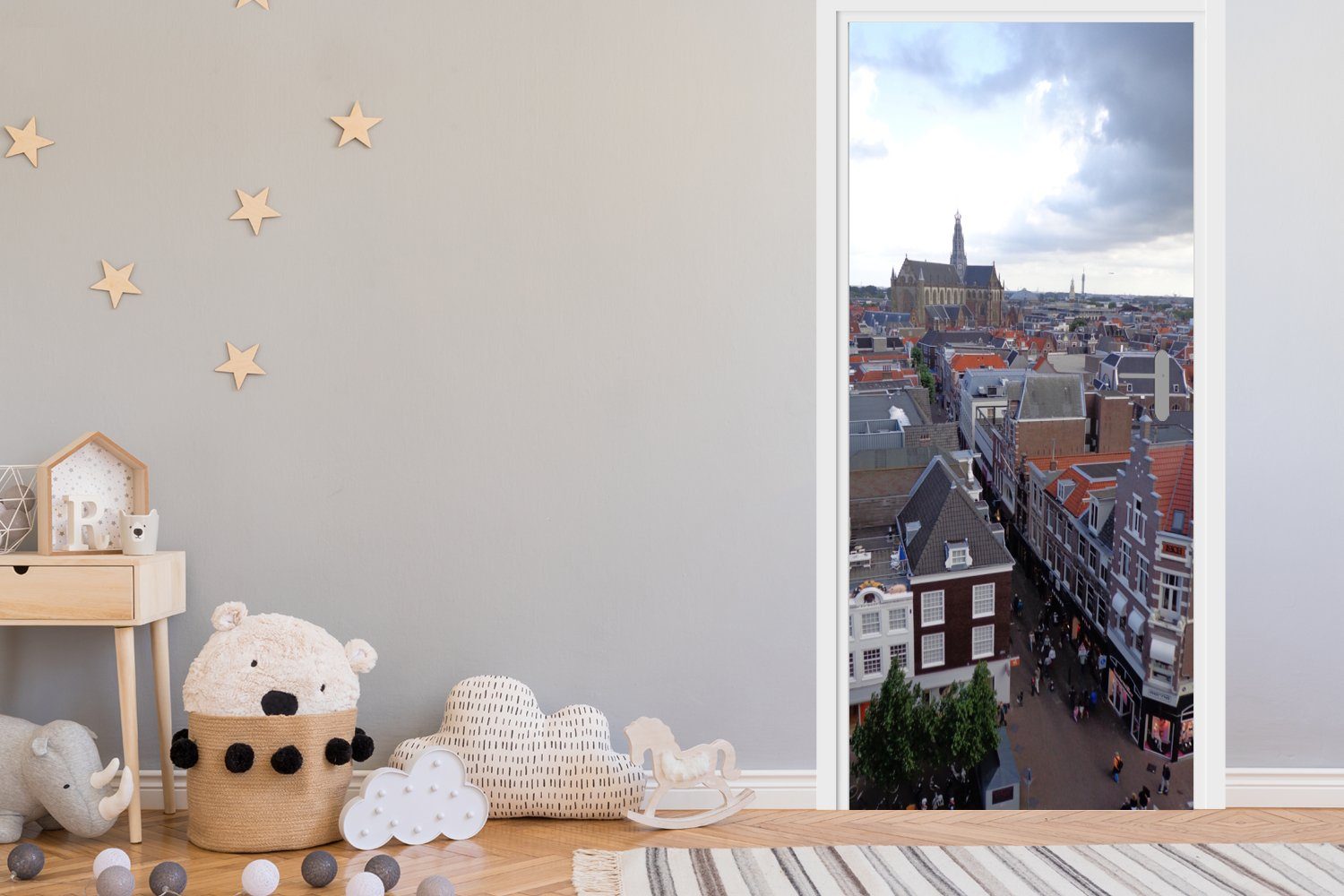 MuchoWow Türtapete Himmel, - 75x205 Fototapete für Niederlande Haarlem Türaufkleber, (1 Tür, bedruckt, - cm Matt, St)