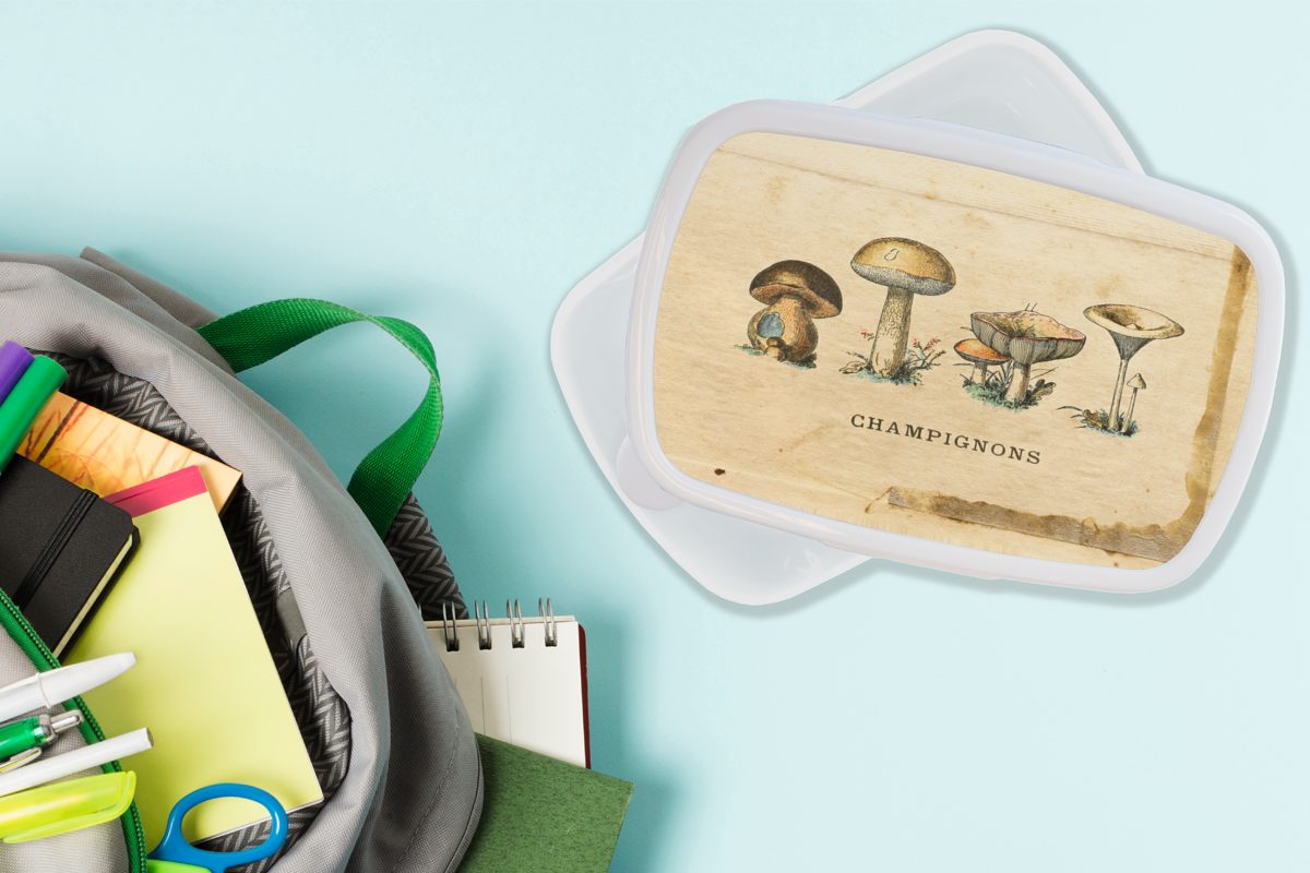 Kunststoff, weiß - Lunchbox (2-tlg), und Brotdose, MuchoWow Pilz Brotbox Erwachsene, Jungs Mädchen Herbst Kinder für Natur, - für und