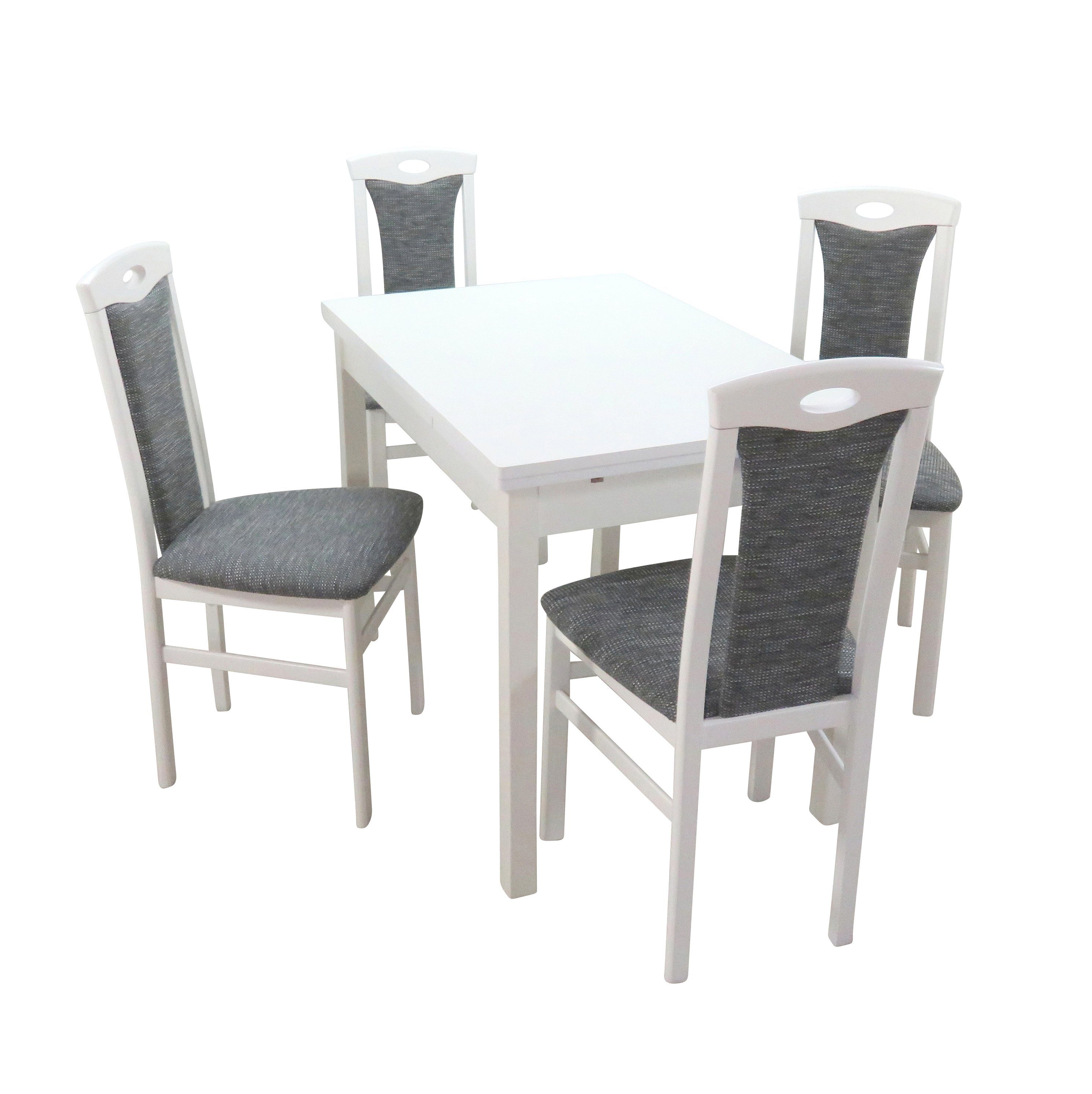Stühlen = Farb-Nr. (Spar-Set, Janina, 5tlg), weiß/graphit-grau Essgruppe Tischgruppe mit 8 4 moebel-direkt-online Tisch