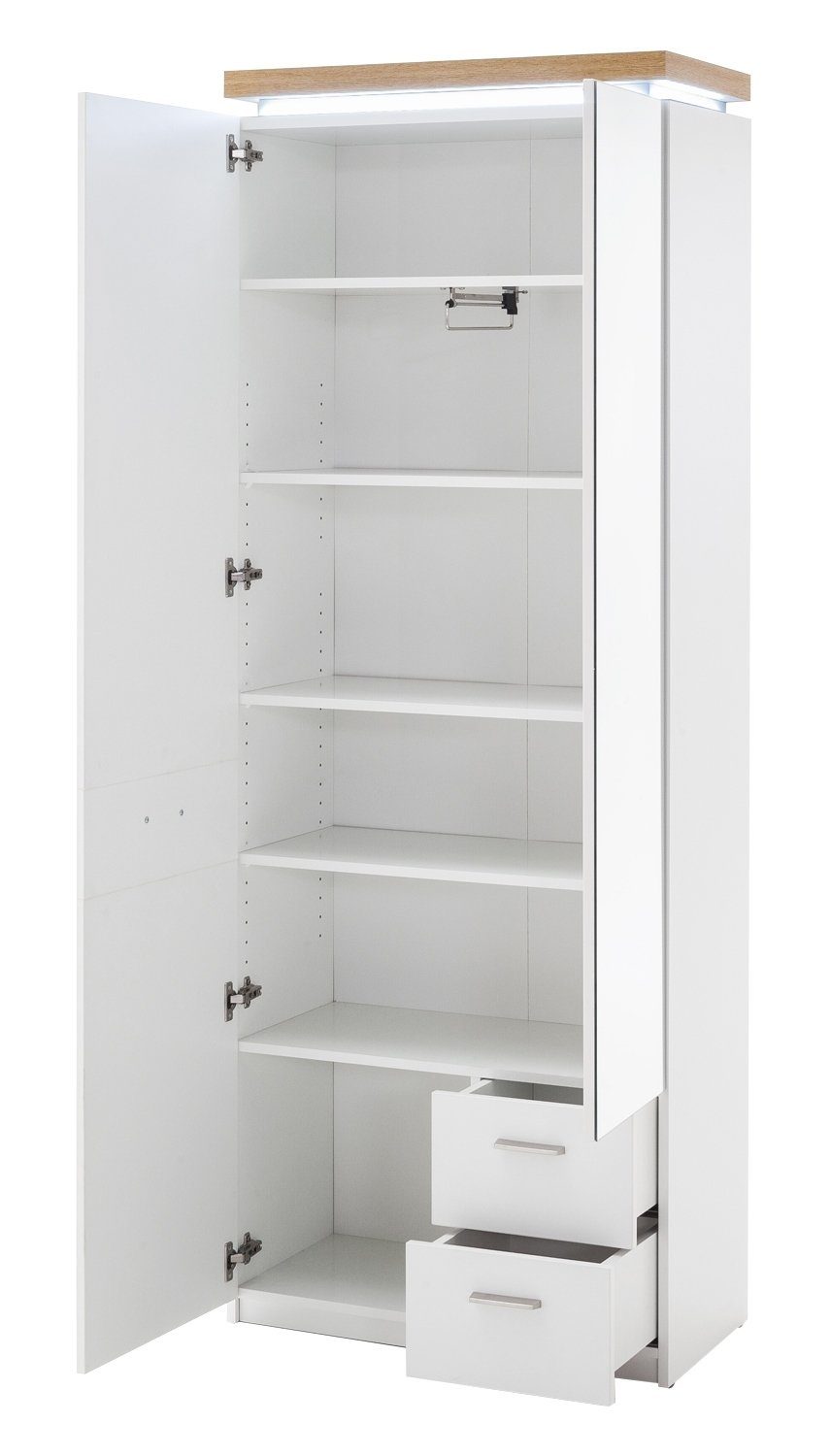 B und Eiche Garderobenschrank matt, Wotan Dekor, Wotan Dekor CALI, 201 MCA Schubladen, H Deckelplatte Türen in Weiß 75 2 cm, furniture mit 2 x Eiche