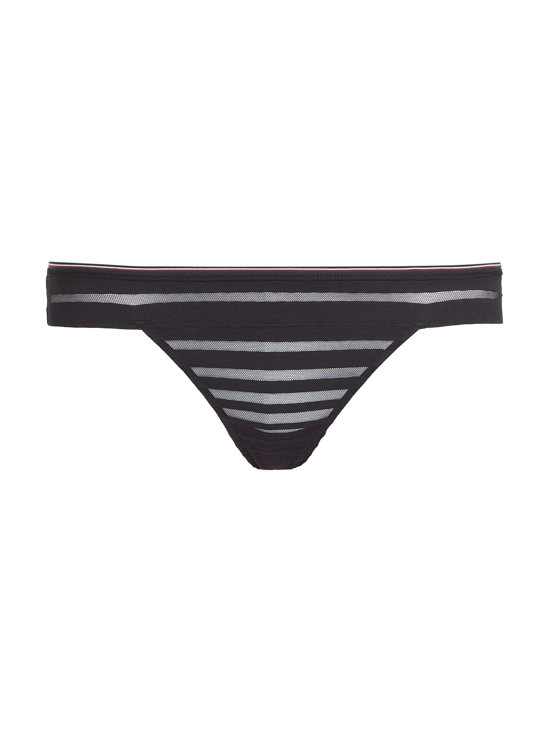 Hilfiger Labelfarben Underwear mit in Tommy THONG T-String Bund Kontrastband am