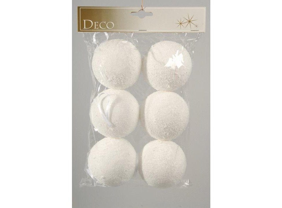 Kaemingk Christbaumschmuck Kaemingk Schneebälle mit Hänger Ø 8 cm - 6 Stück