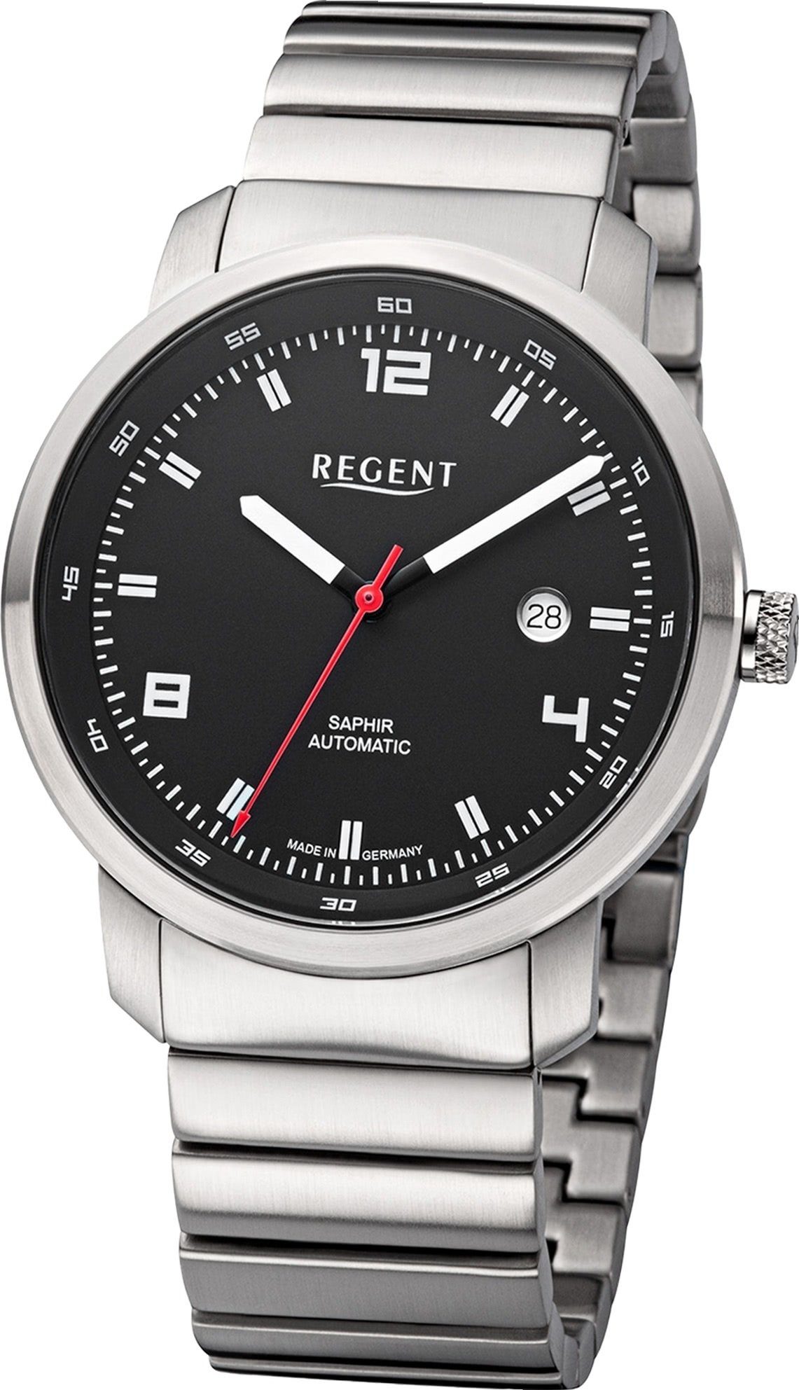 Regent Quarzuhr Regent Herren Armbanduhr Analogdisplay, (Analoguhr), Herren Armbanduhr rund, groß (ca. 44mm), Metallbandarmband