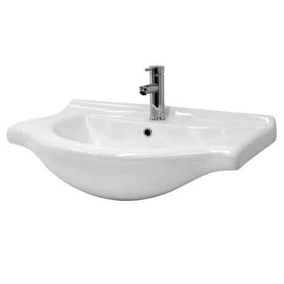 LuxeBath Waschbecken Aufsatzwaschbecken aus Keramik für Badezimmer/Gäste-WC, Handwaschbecken Oval 77x51,5x21,5 cm Weiß