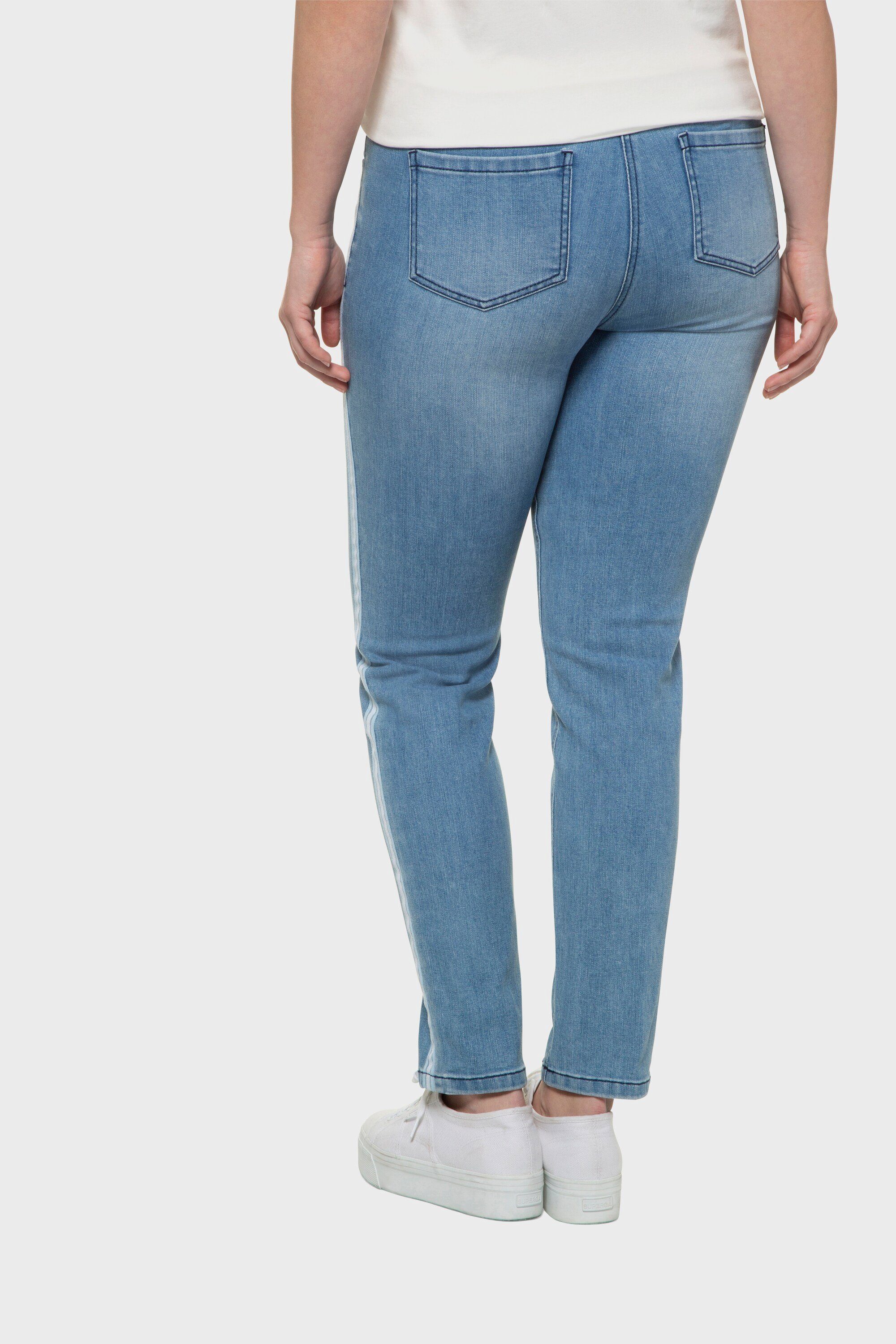 Damen Jeans Ulla Popken 5-Pocket-Jeans Jeans Sarah Galonstreifen bequeme 5-Pocket-Form