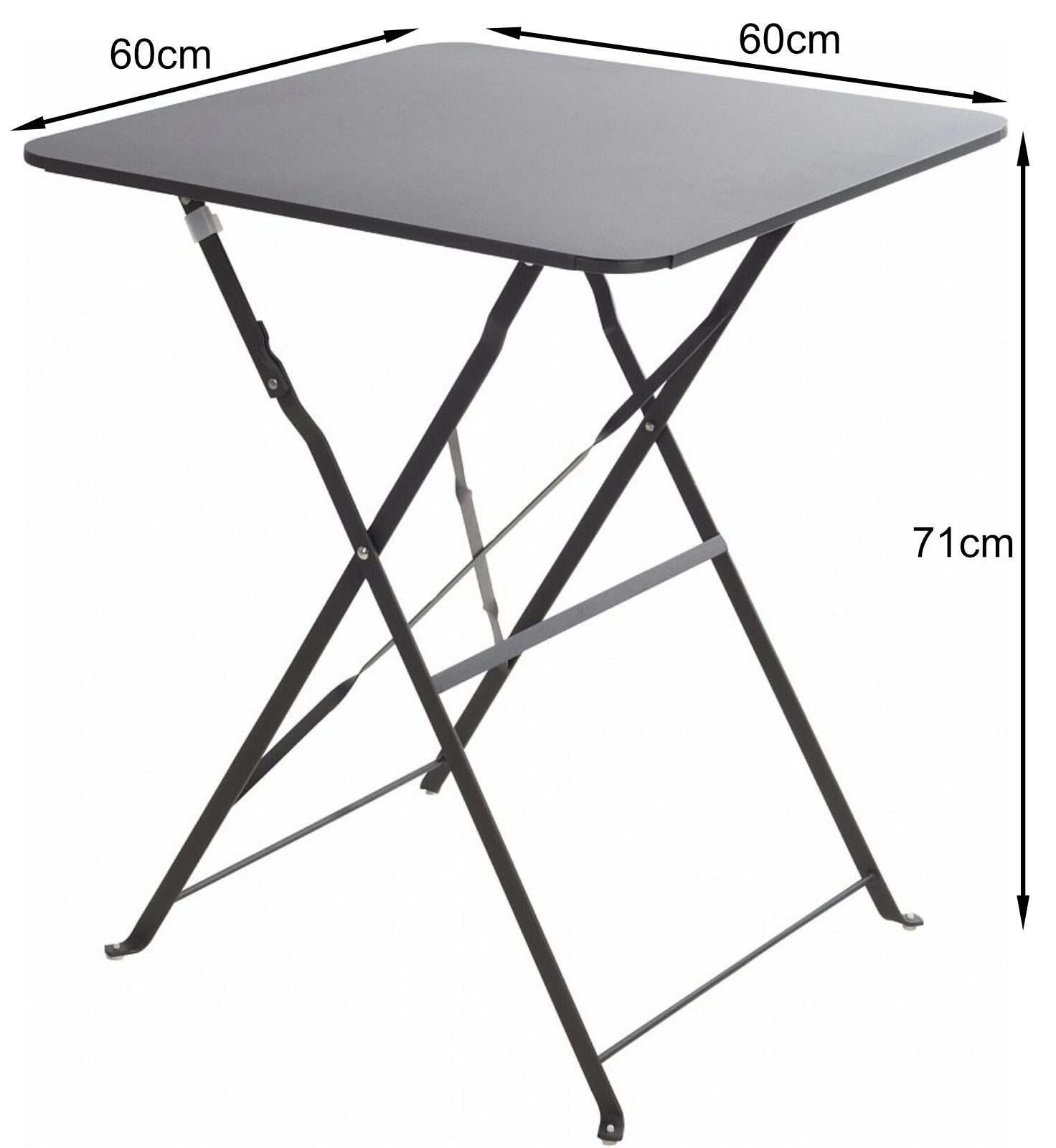 Koopman Klapptisch Gartentisch Campingtisch Falttisch Klapptisch 60x60cm (Stück, 1-St., Packung), Quadratisch, Matt, 71cm Hoch, Klappbar, Modern