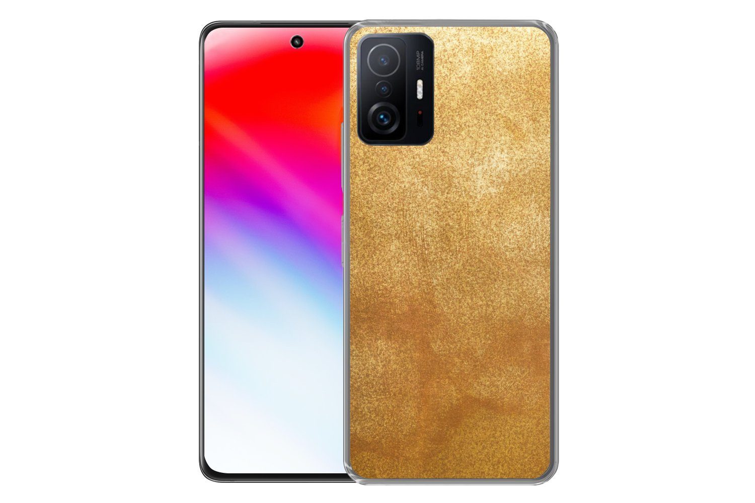 MuchoWow Handyhülle für Xiaomi 11 Lite 5G NE Eisen - Rost - Gold - Metall - Luxus, Phone Case, Silikon, Schutzhülle Dünn