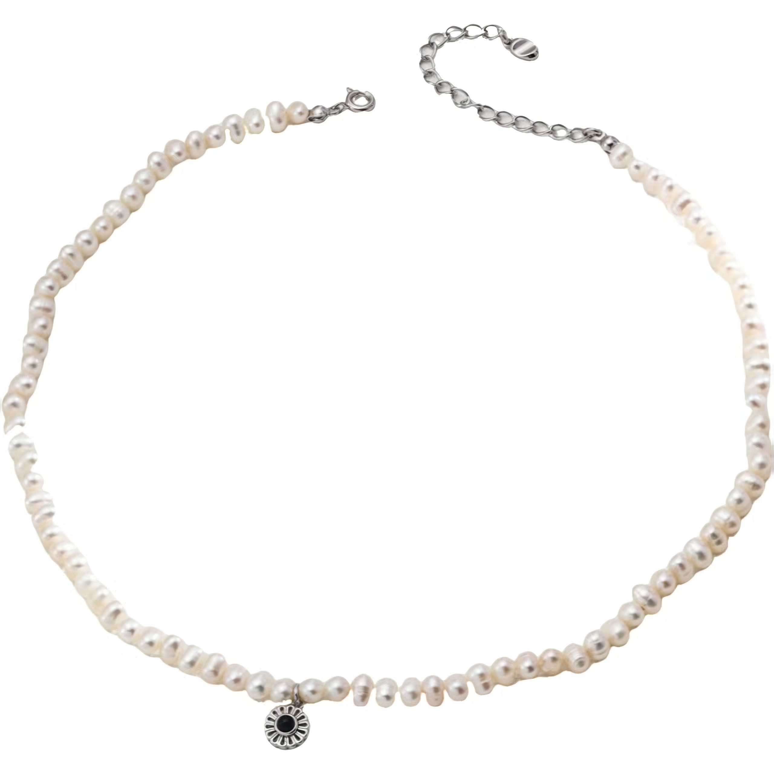 Silberkette Damen Silber Halskette , Perlenkette , Edelstein-Anhänger