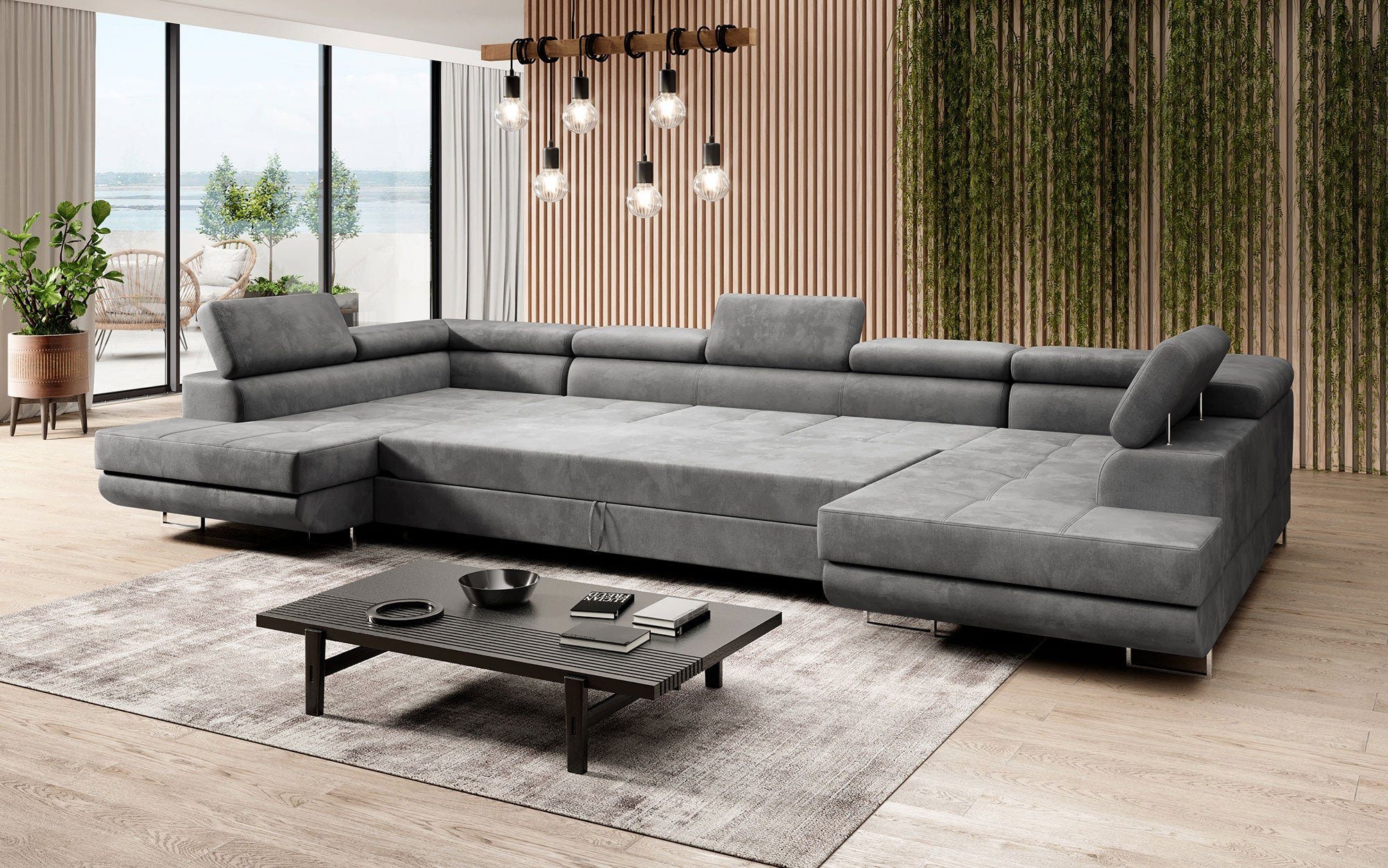 Baidani Sofa Taormina in Samt, mit Stauraum und Schlaffunktion