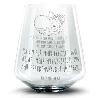 Mr. & Mrs. Panda Cocktailglas Wüstenfuchs Blumen - Transparent - Geschenk, Cocktail Glas mit Wunsch, Premium Glas, Personalisierbar