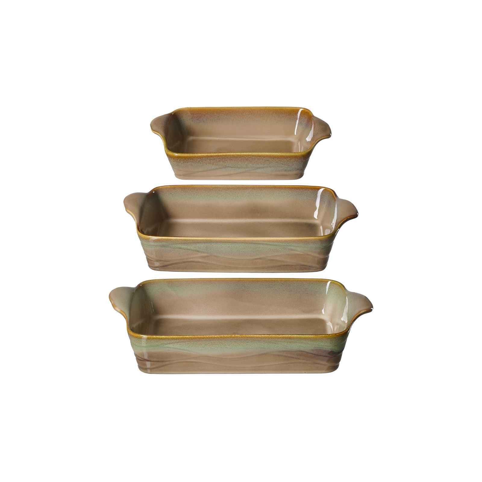 Ritzenhoff & Breker Auflaufform Tortosa Auflaufformen-Set eckig 3er Set, Steingut, (3-St)