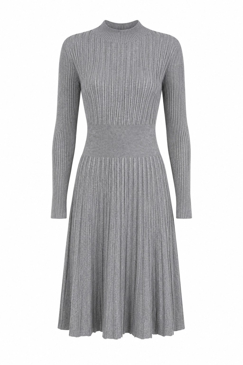 ITALY VIBES Strickkleid - Kleid - langarm - Midikleid mit Stehkragen Damen - ITALY VIBES ONE SIZE / passend für Größe XS - M