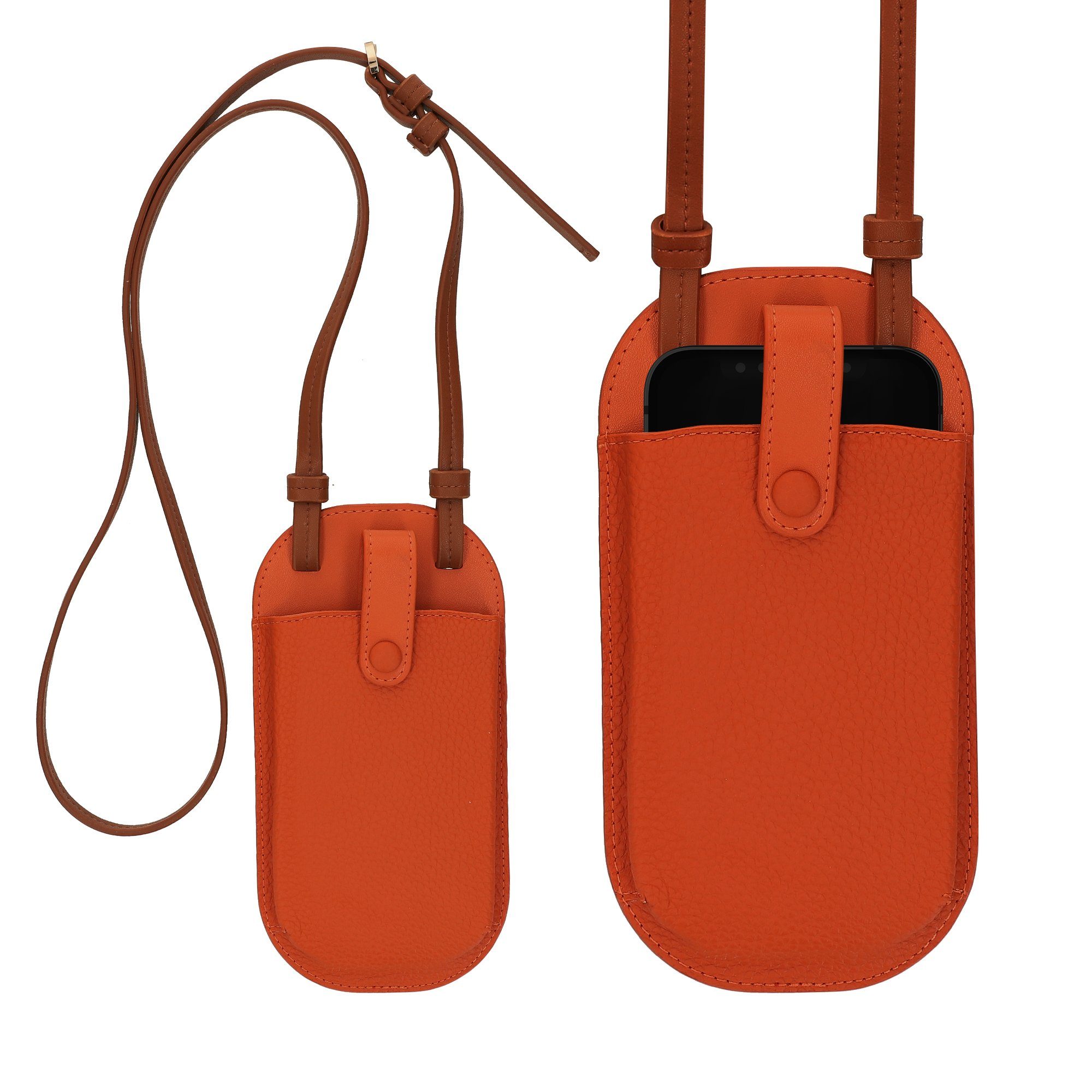 kalibri Handyhülle Handytasche zum Umhängen, Leder Tasche Crossbody Bag mit  Kartenfächern - Universal Umhängetasche