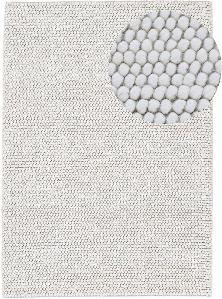 Teppich Calo, carpetfine, rechteckig, Höhe: 16 mm, Handweb Teppich, Uni  Farben, meliert, handgewebt, 70% Wolle