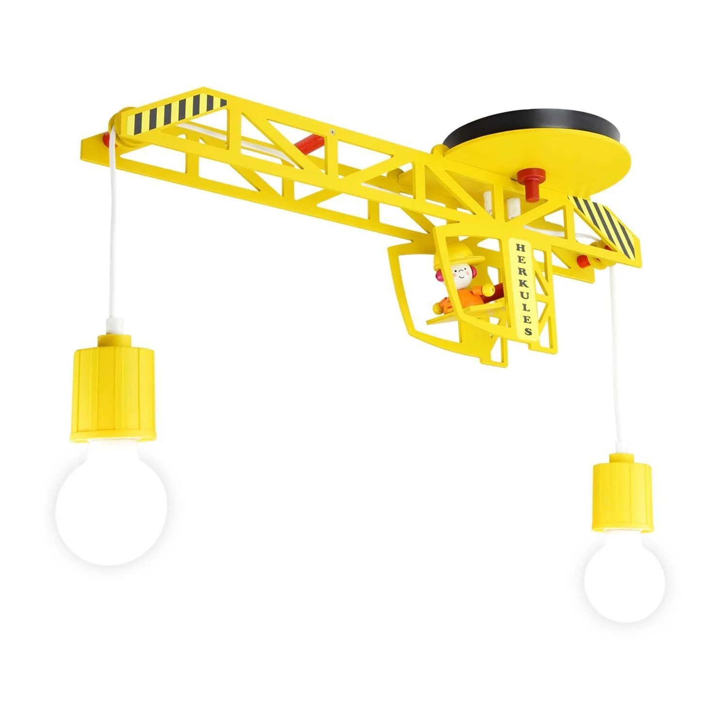 Licht-Erlebnisse Deckenleuchte TRINE, ohne Leuchtmittel, Kinderzimmer Turmdrehkran B: 65 cm Gelb Holz für 2x E27
