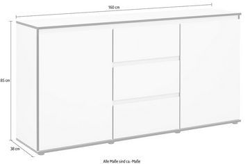 HELA Sideboard Ariana, mit angeschrägten Griffmulden, Breite 160 cm