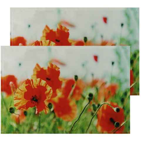 Platzset, Tischsets Textil CLOTH Mohnblumen Blumen 2er Set 45x30 cm, matches21 HOME & HOBBY, (2-St)