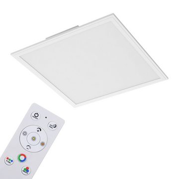 Briloner Leuchten LED Panel 7152-016, CCT Farbtemperatursteuerung, Fernbedienung, dimmbar, ultraflach, Nachtlicht, Timer, Speicherfunktion, LED fest verbaut, Farbwechsler, Kaltweiß, Neutralweiß, Tageslichtweiß, Warmweiß, Deckenlampe, 45x45x7cm, Weiß, 24W, Wohnzimmer, Schlafzimmer, Küche