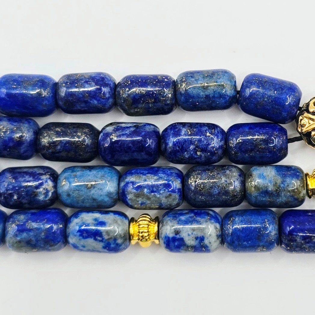 M-Punkt24 Kettenanhänger Tesbih Tespih Echte Steine Gebetskette Misbaha Rosary (Lapis), Echte Steine