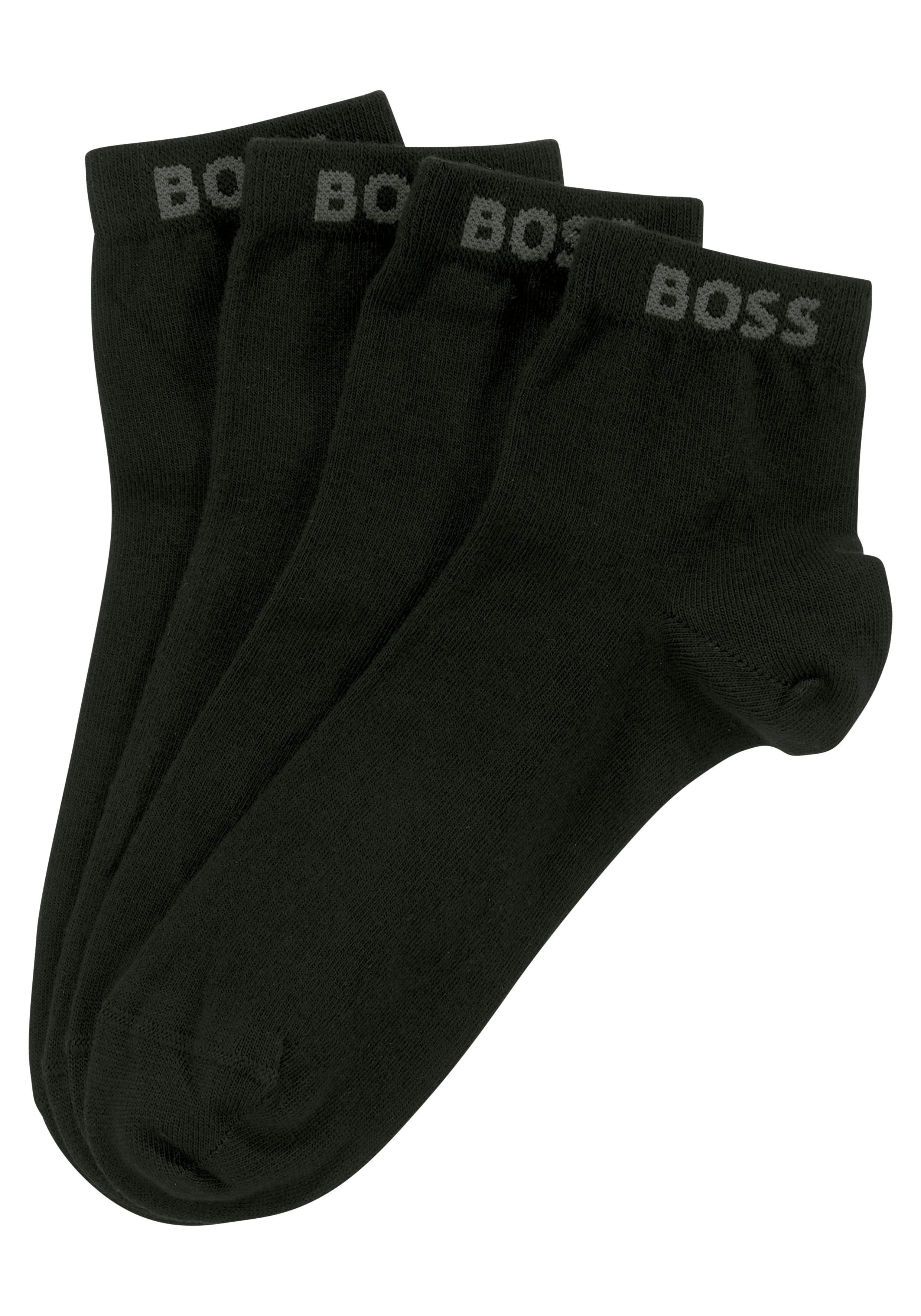 Markenschriftzug 2-Paar) schwarz mit BOSS Sneakersocken eingenähtem (Set,