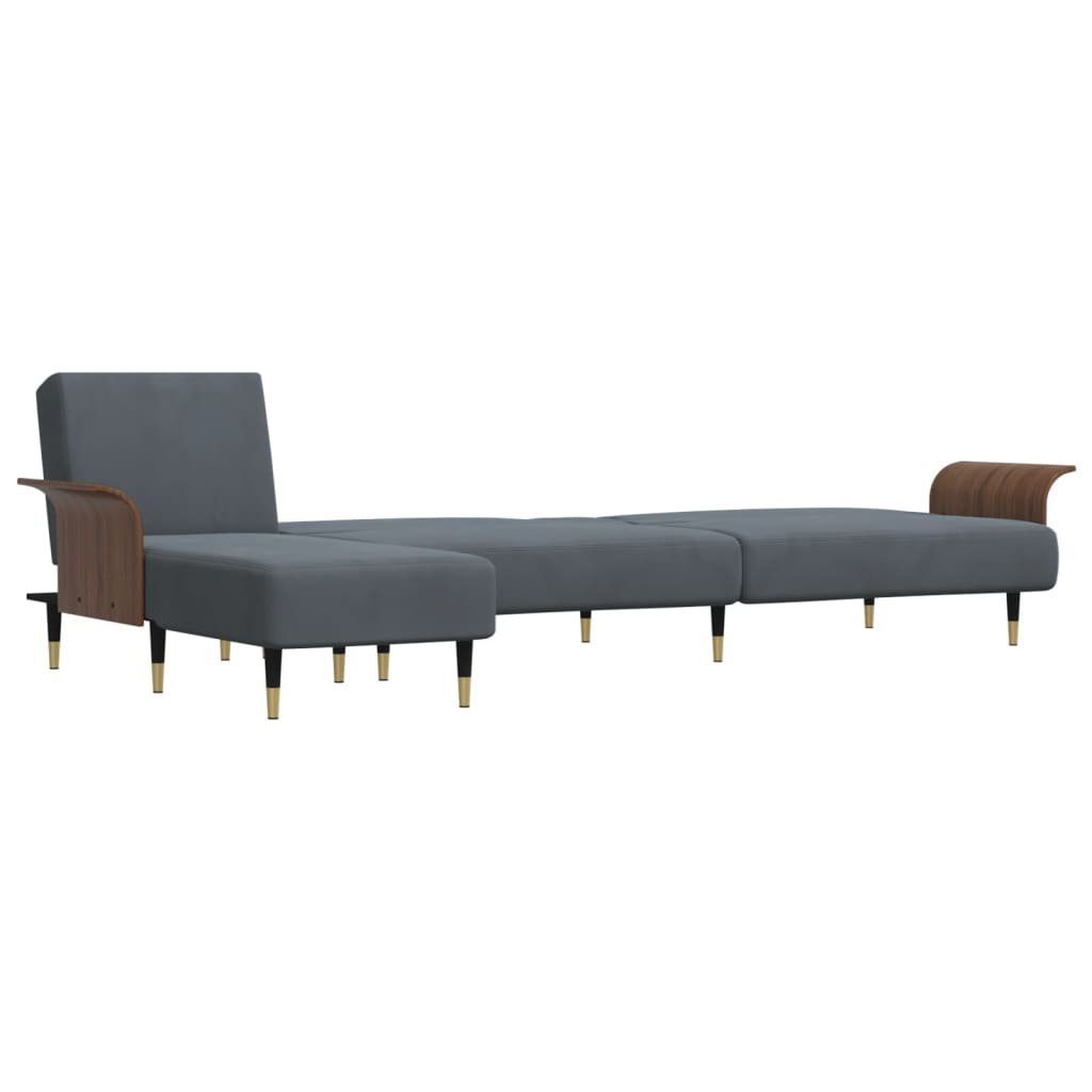 cm Chaiselongue Schlaf 279x140x70 Sofa vidaXL in Samt Dunkelgrau L-Form Schlafsofa