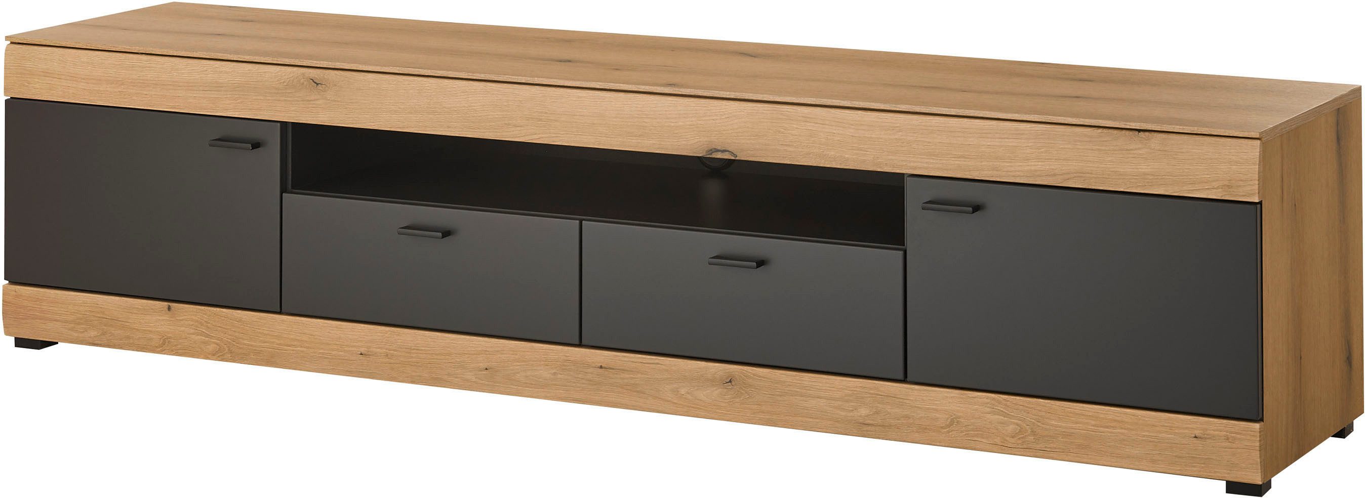 Home affaire Lowboard Soleto, moderner TV-Schrank, Kommode, TV-Unterschrank, zeitlos, schwarze Griffe aus Metall, ausreichend Stauraum