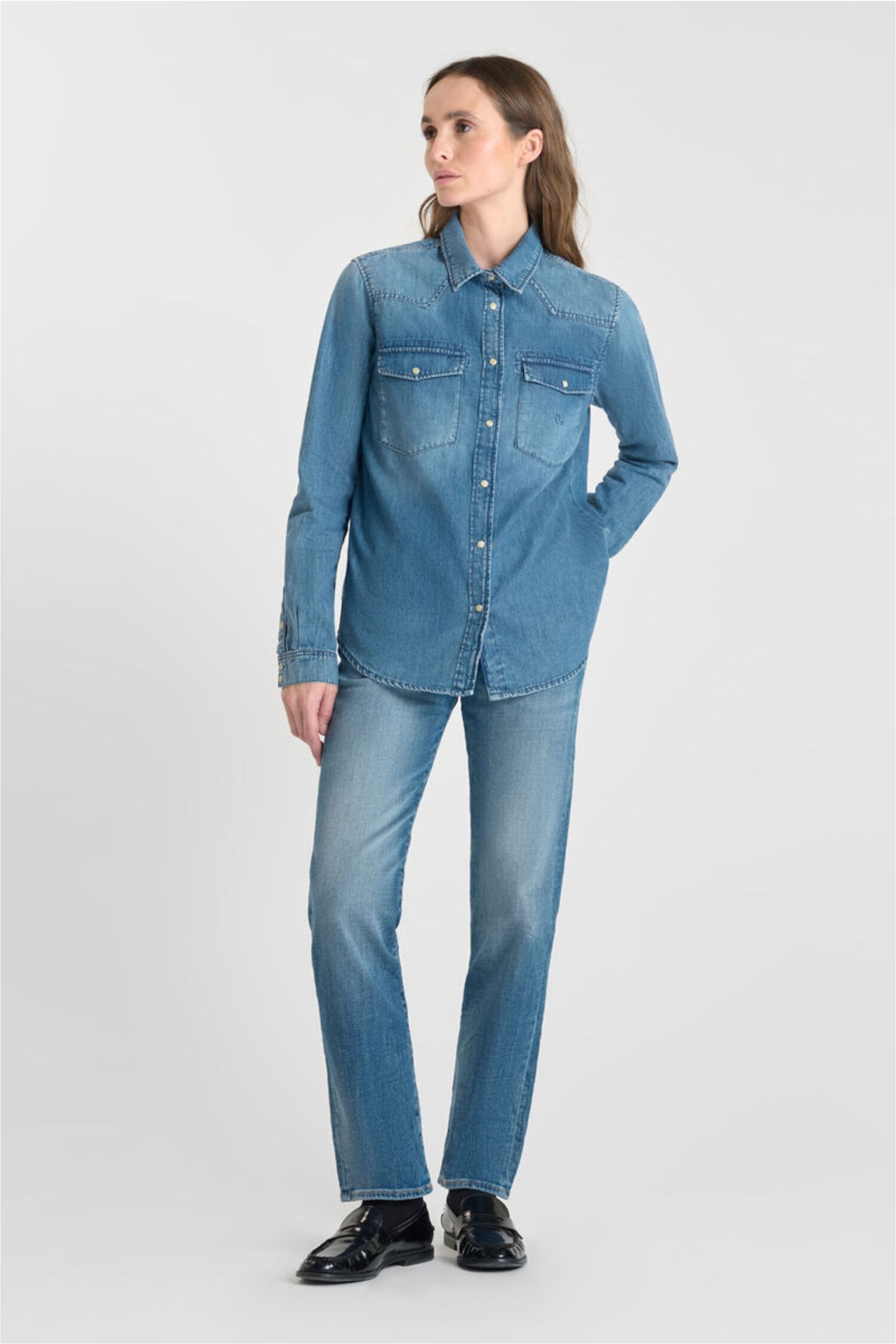 Le Temps Des Cerises Jeanshemd BARBARA (1-tlg) im klassischen Design