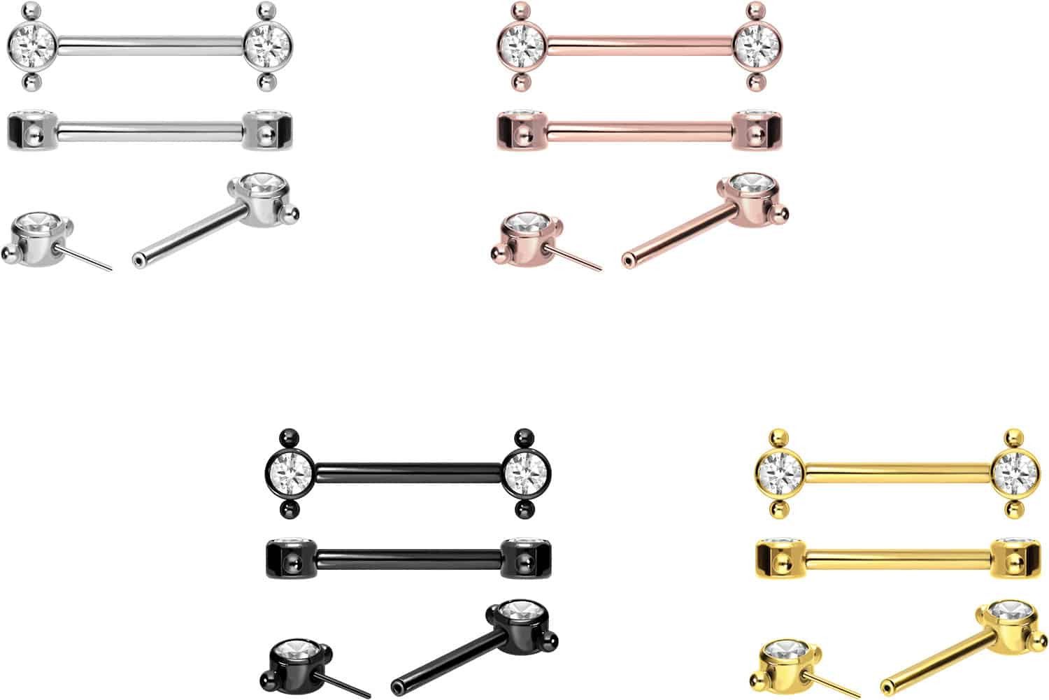 PIERCINGLINE Brustwarzenpiercing Titan Barbell mit Push Fit KRISTALL + 2 KU günstig online kaufen