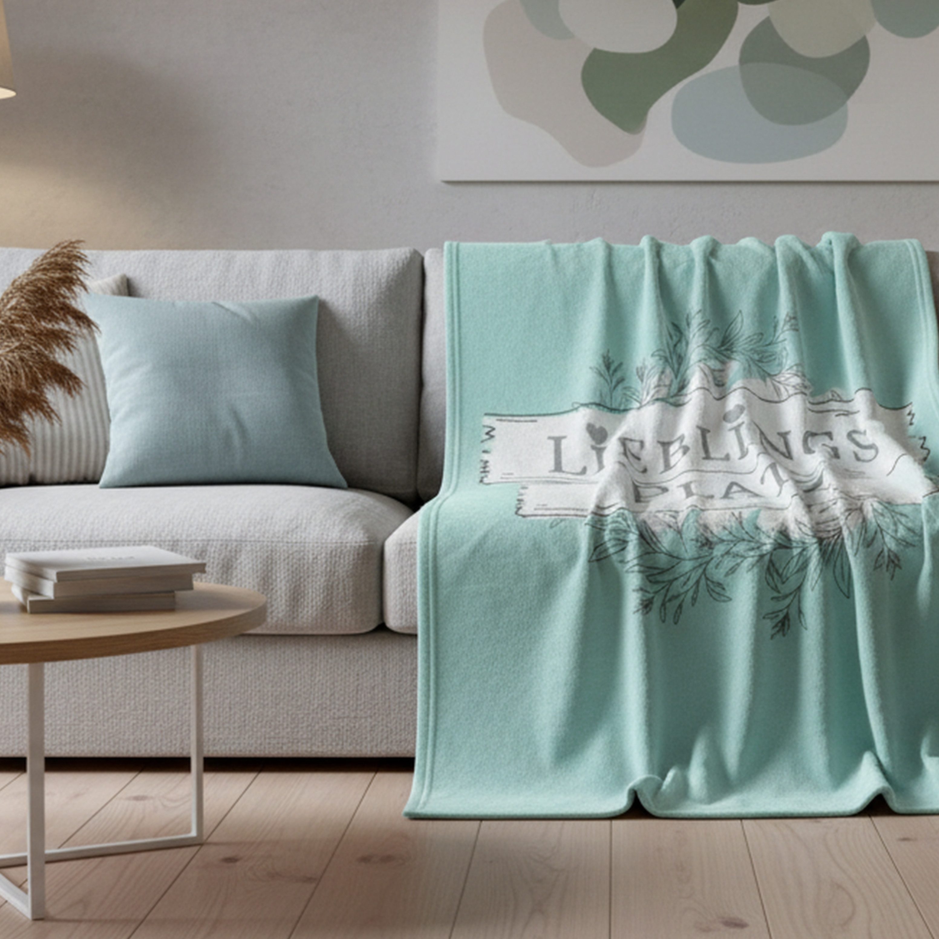 Wohndecke Lieblingsplatz 150x200 cm, Soft Mint Hygge Design, MTOnlinehandel, Cozy Wohngefühl für Zuhause, Vanlife und entspannte Auszeiten