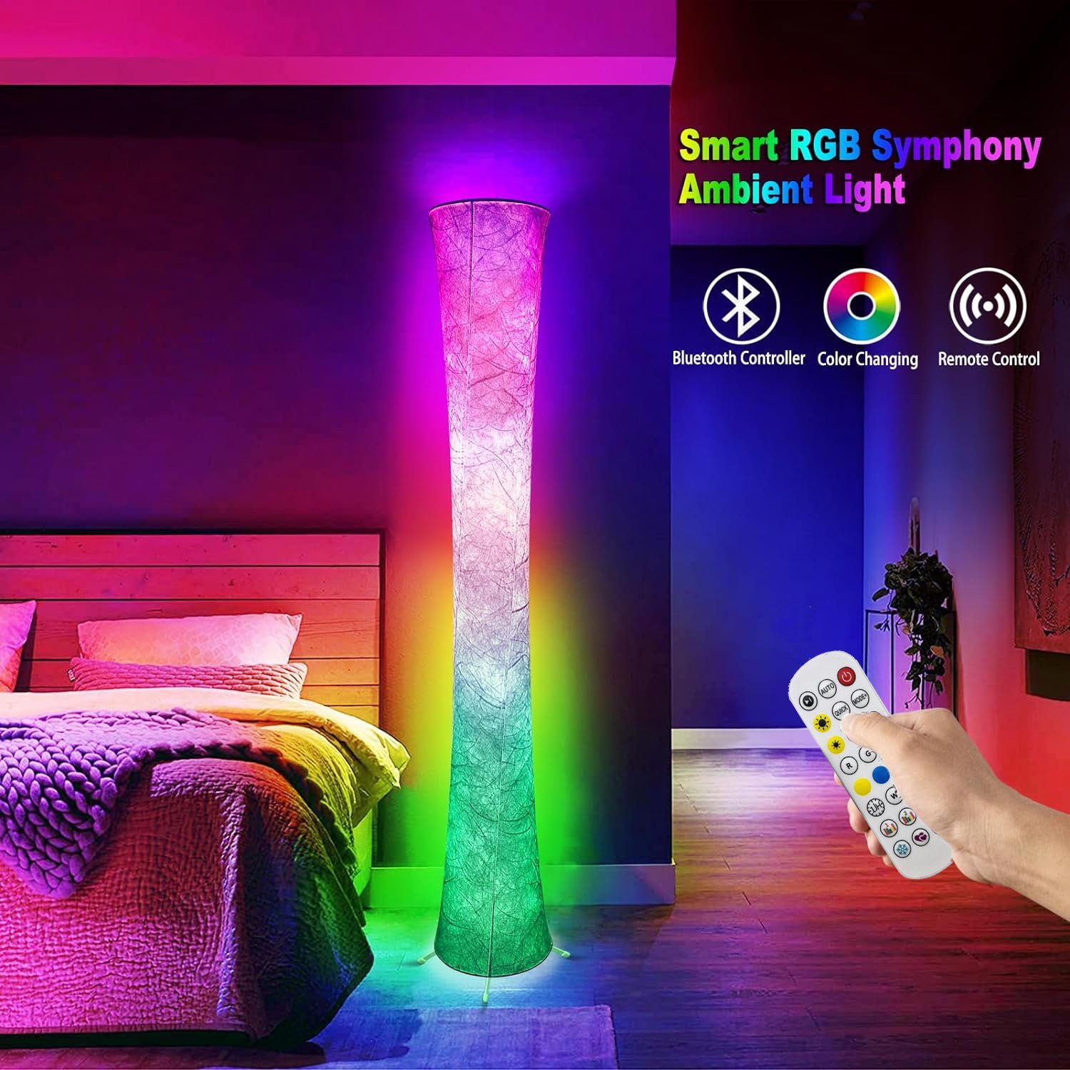 Mutoy LED Stehlampe RGB-Farbwechsel Standleuchte, cm mit Hohe Lampe, Fernbedienung 152