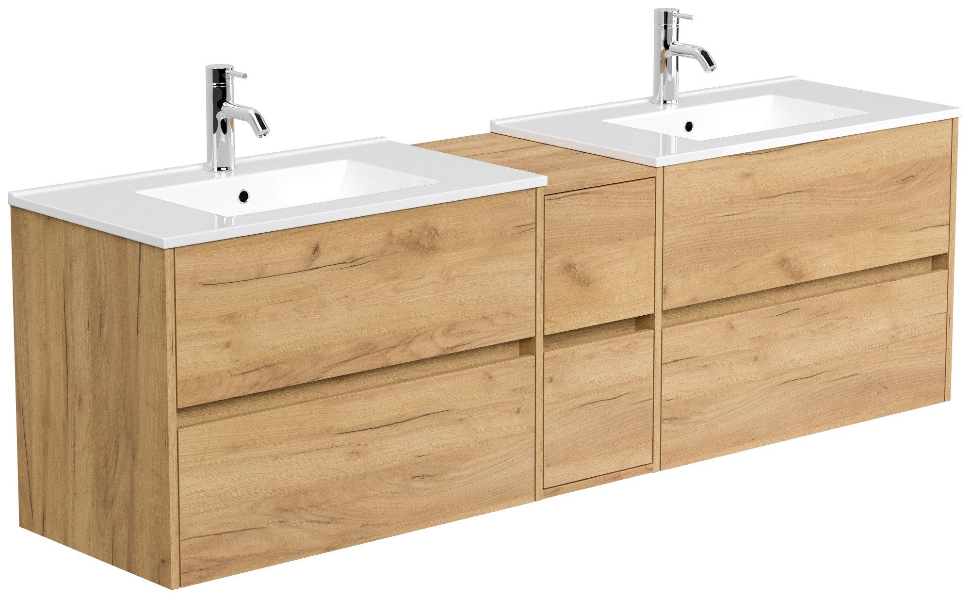 Magnolia Home Doppelwaschtisch Badmöbelset Taifun 190cm eiche gold