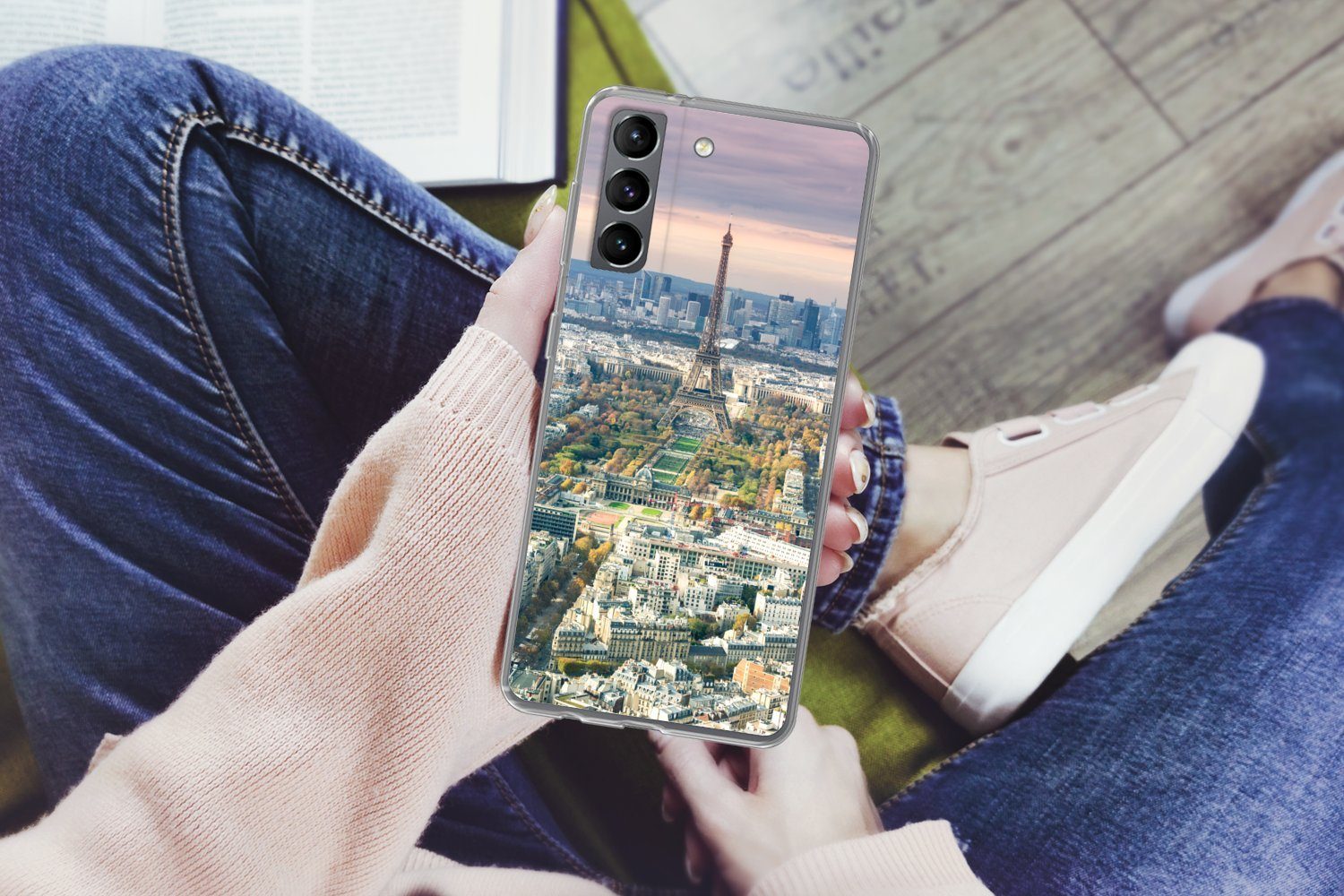 MuchoWow Handyhülle für Samsung Galaxy S21 Paris - Eiffelturm - Stadt, Phone Case, Silikon, Schutzhülle Dünn