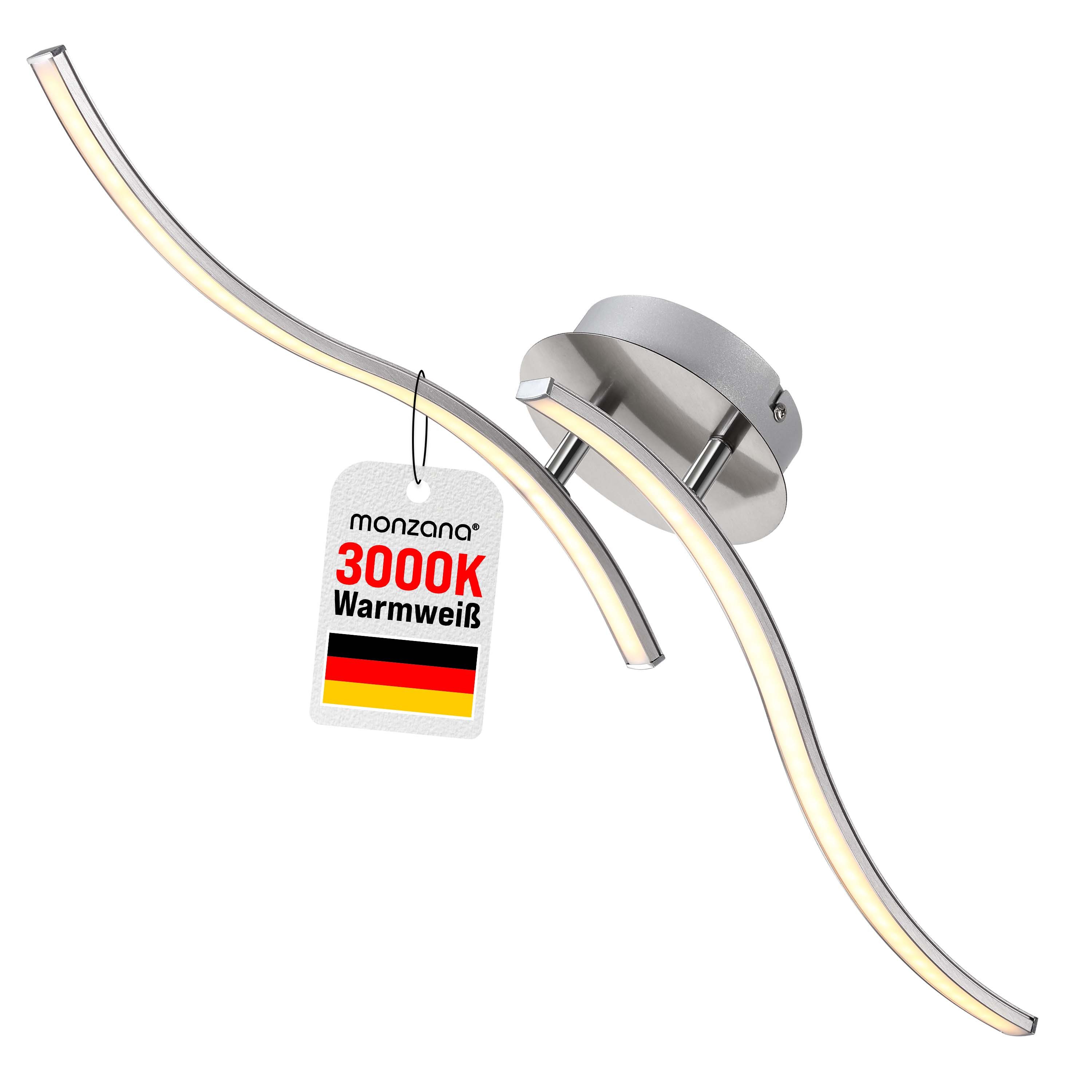 monzana Deckenleuchte Ny Bolge, Modell "Ny Bolge", LED 2 flammig warmweiß Flexible Arme Silber Deckenlampe