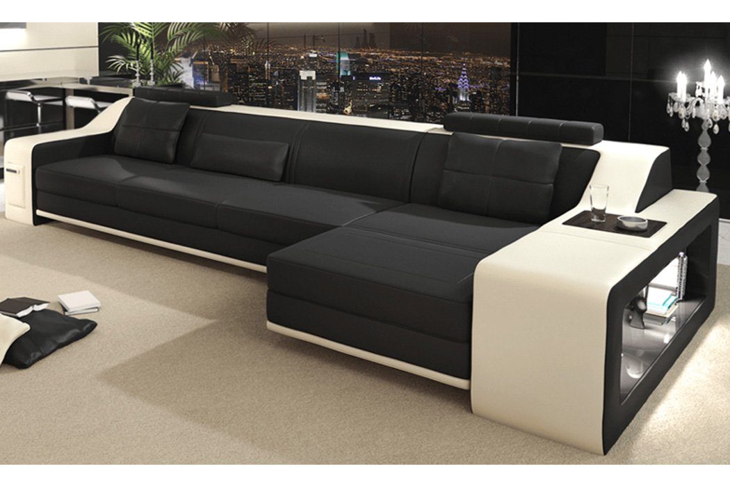 Garnitur Sofa Designer mit Ecksofa Hocker Couch JVmoebel Ecksofa, Schwarz Polster