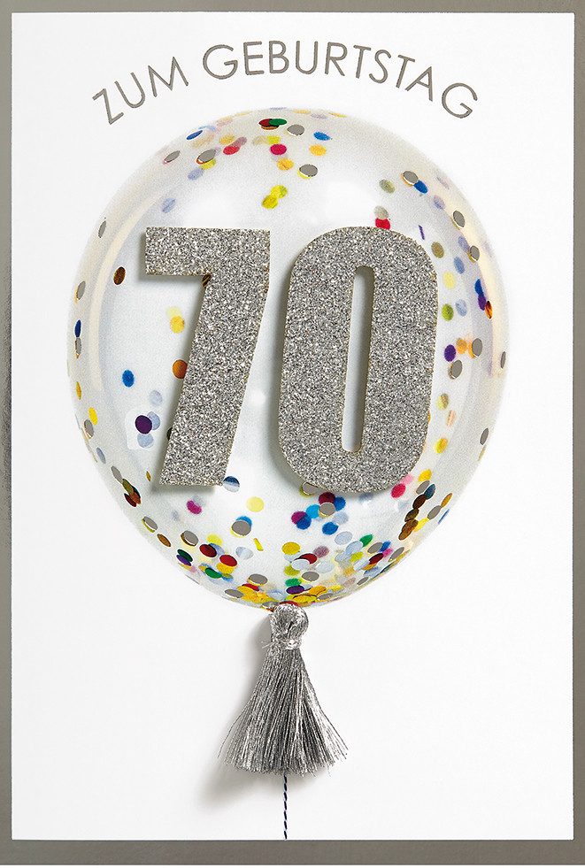 Perleberg Grußkarten 70 Geburtstag Glückwunschkarte im Format 115x17cm mit Umschlag uniq6