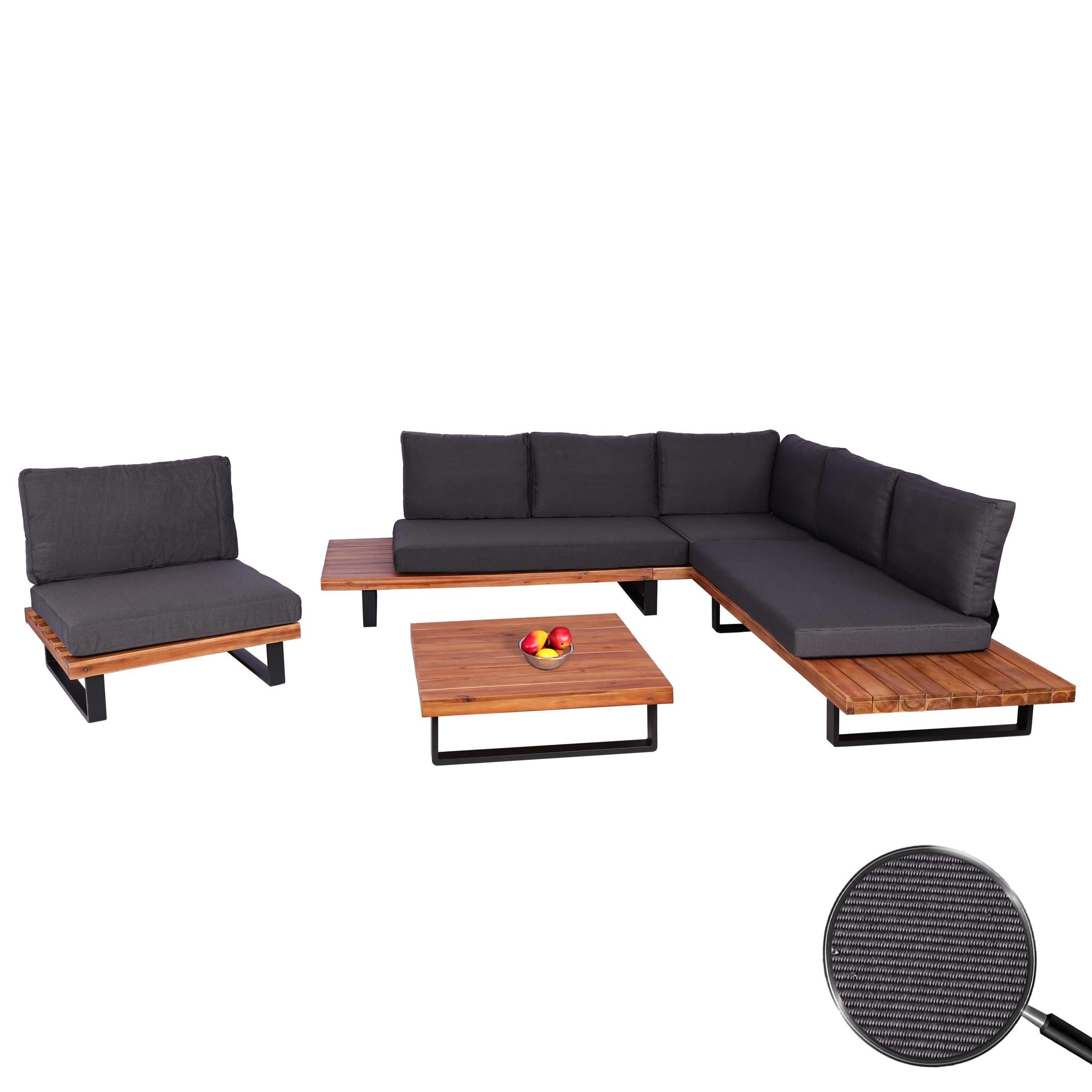 PROREGAL® Gartenlounge-Set Garten-Garnitur mit Sessel Holz Aluminium Hellbraun/Grau/Braun