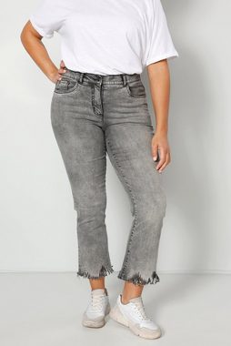 Angel of Style Regular-fit-Jeans 3/4-Jeans Flared Fit Fransensaum 5-Pocket