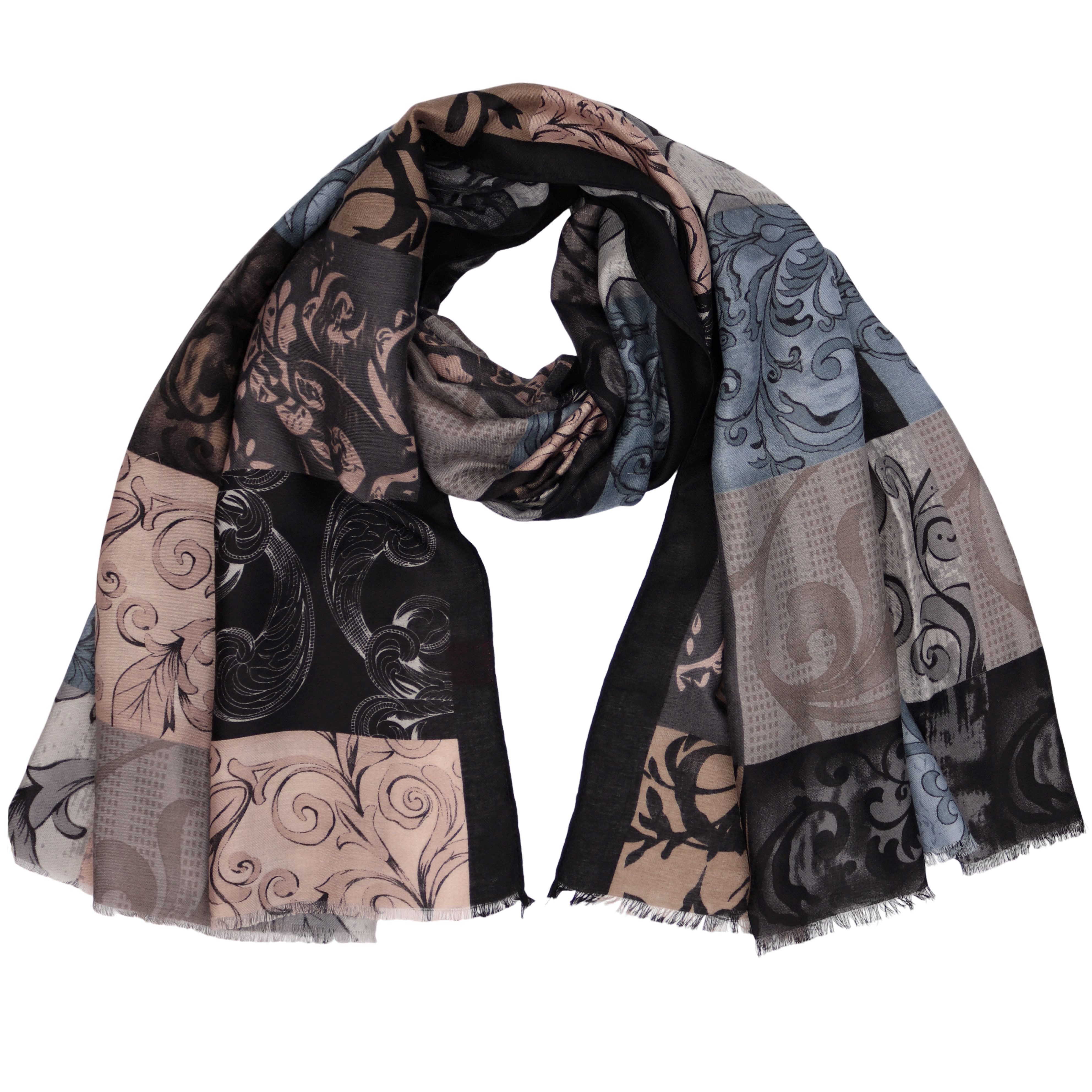 MIRROSI Modeschal Weich XXL ca.90x180cm Schal Bunt Bohemian Muster, (Neue Kollektion Herbst/Winter 2025; ca. 165 Gramm), Damen Halstuch ideal für Herbst und Winter oder Ganzesjahr